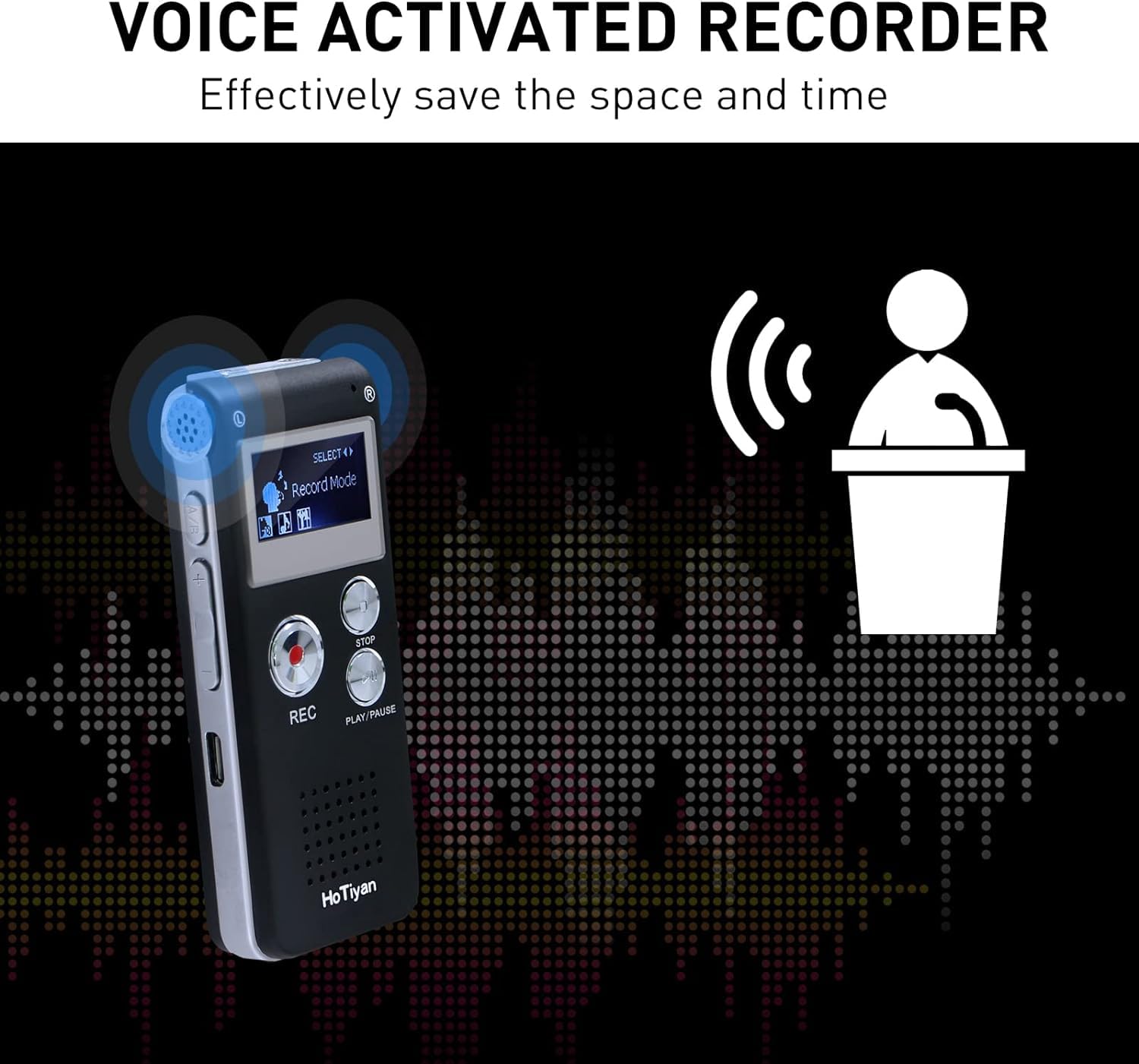 HoTiyan Digital Voice Recorder - 64GB Voice Activated Recorder for Lectures, Meetings, Interviews - Model H-10003, USB Cable Included