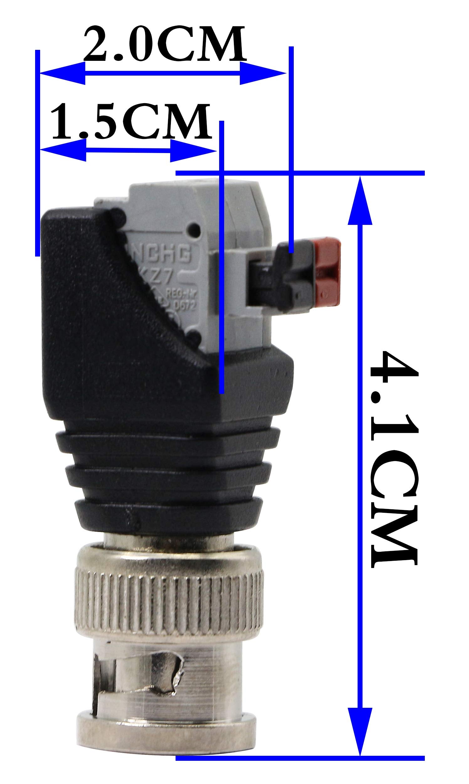 Zdycgtime Bnc Video Baluns Adapter Bnc Male Plug To 2 Pin/Way Screw Terminal Video Audio Spring Press Type Balun With Solderless