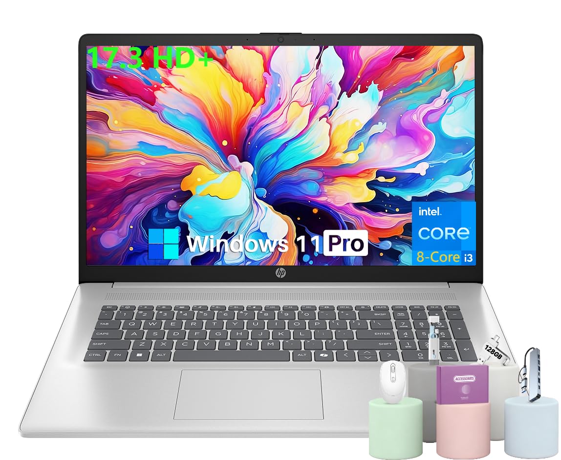 HP 17 Inch Laptop Computer for Business & Students 2025, 17.3 HD+ Display, Intel 8-Core i3 Processor, 32 GB RAM, 1 TB SSD, Copil