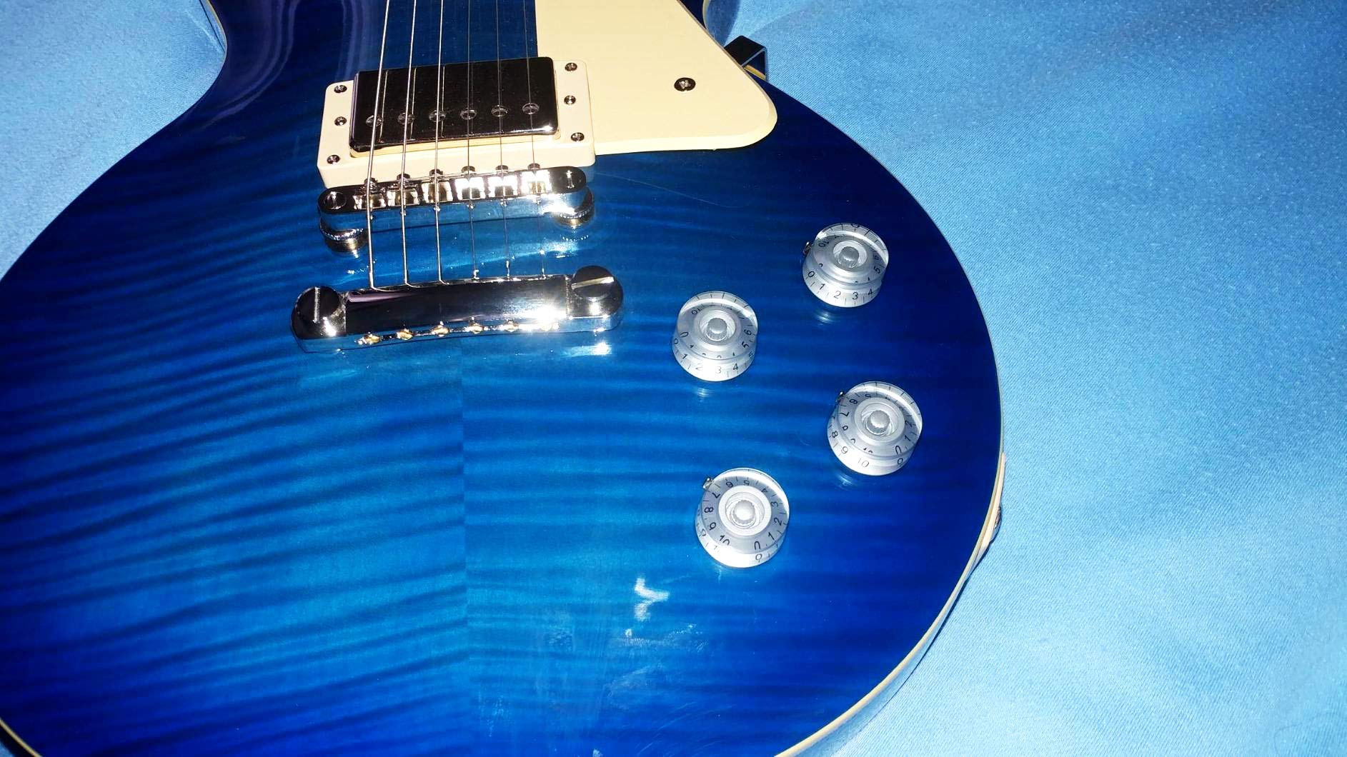 Dopro 4Pcs Silver With Black Number Guitar Speed Dial Knobs Control Knob Fits Lp Guitar