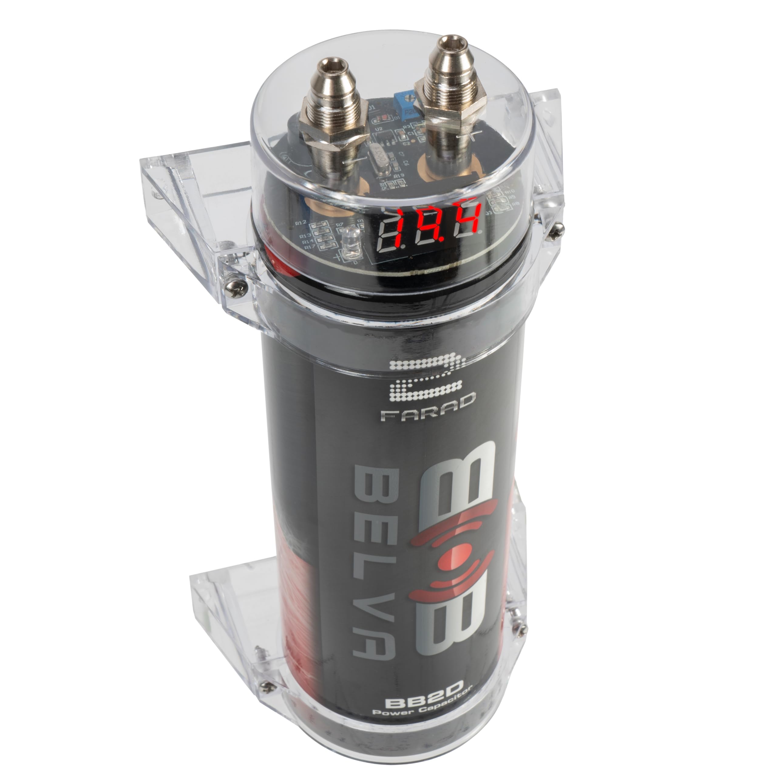 Belva Bb2D 2.0 Farad Capacitor With Digital Red Display, Perfect For Systems Up To 2000W