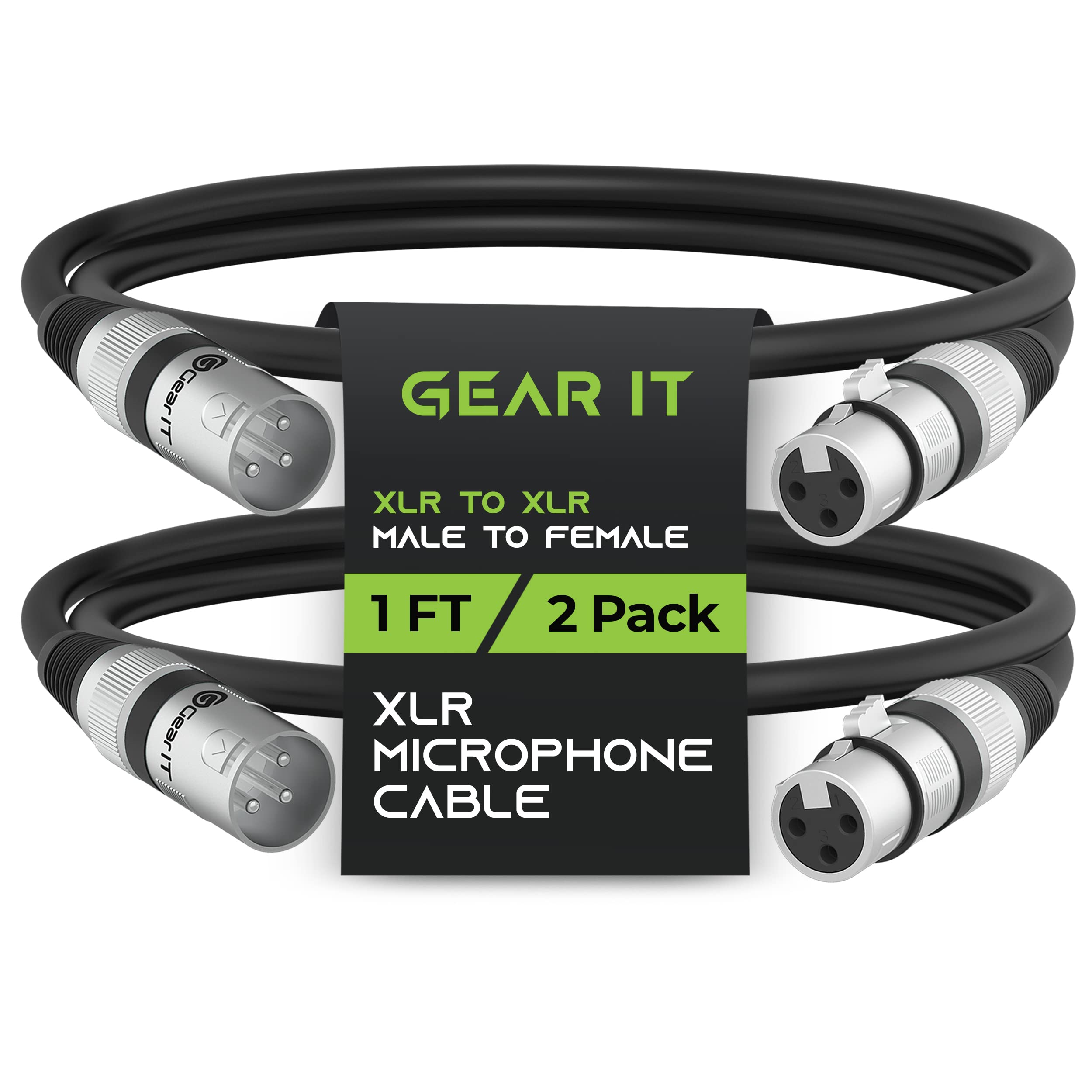 GearIT XLR to XLR Microphone Cable (3 Feet, 6Pack) XLR Male to Female Mic Cable 3Pin Balanced Shielded XLR Cable for Mic Mixer