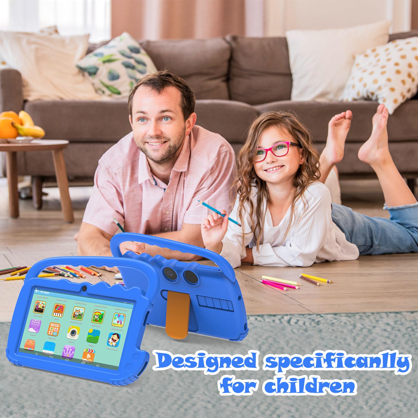 Wuiuhou Kids Tablet, Toddler Tablet, 7 Inch Tablet, 4Gb + 32Gb Android 12 Tablet, Wifi Dual Camera, Hd Ips Safety Eye Protection