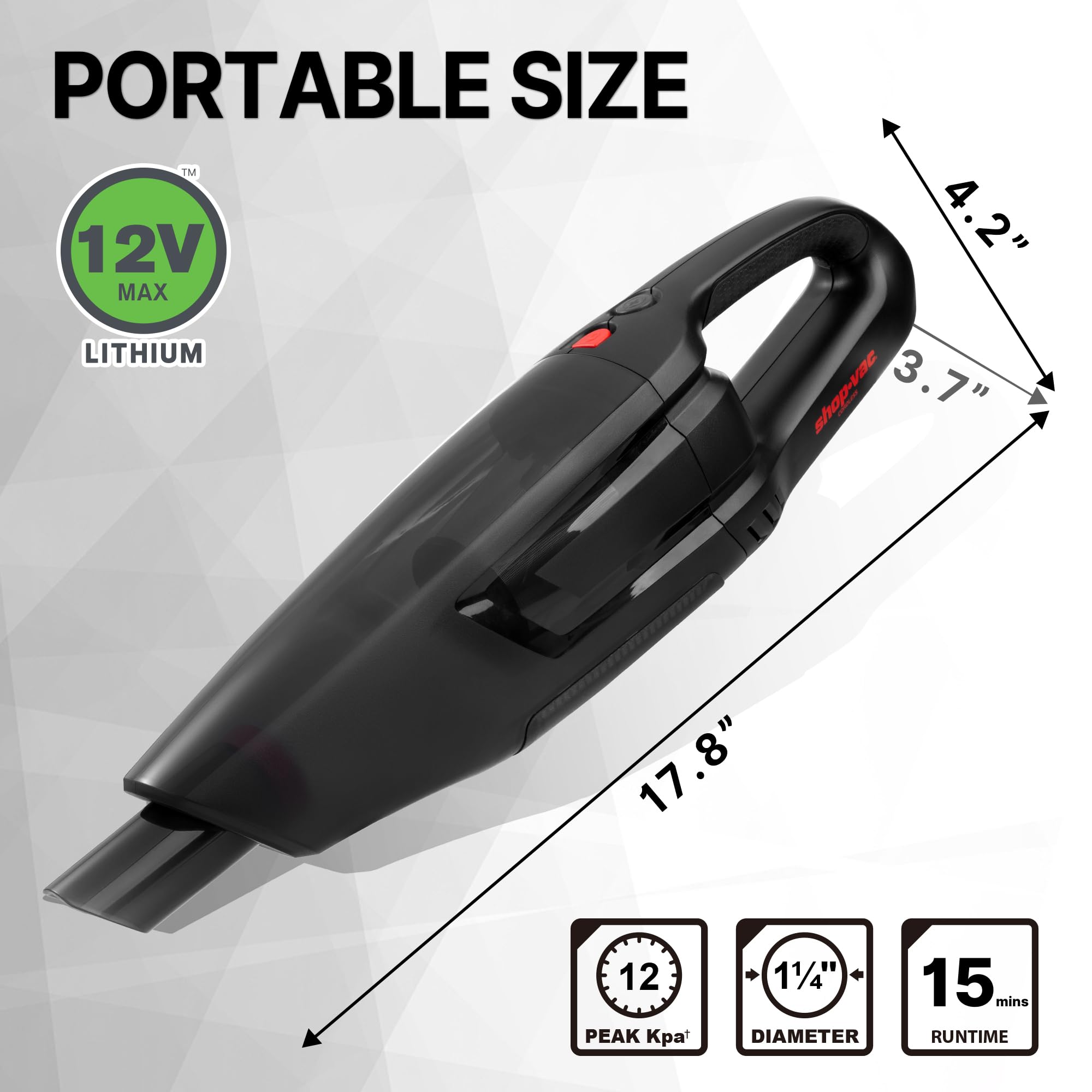 Shop-Vac Cordless Handheld Vacuum Cleaner, 12.0 Peak Kpa 12V High Power Handheld Vacuum Cordless Rechargeable, Dustbuster Handhe