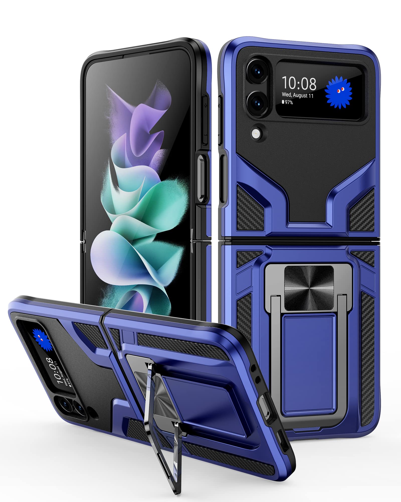 Ejgna For Galaxy Z Flip 4 Case With Kickstand, [Military Grade Drop Tested] Shockproof Phone Case Design For Samsung Galaxy Flip