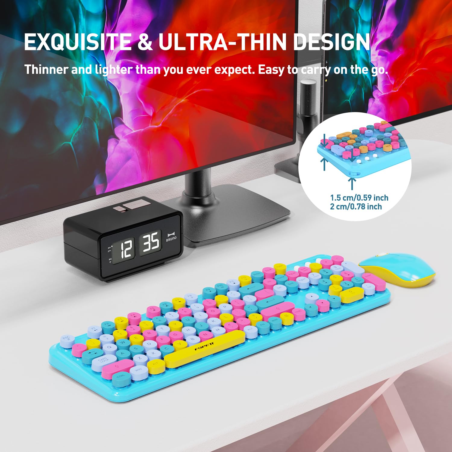 Fopett 2.4Ghz Wireless Keyboard And Mouse Set With Switch Button   Full Size Keyboard   Compatible For Windows/Laptop/Pc/Noteboo