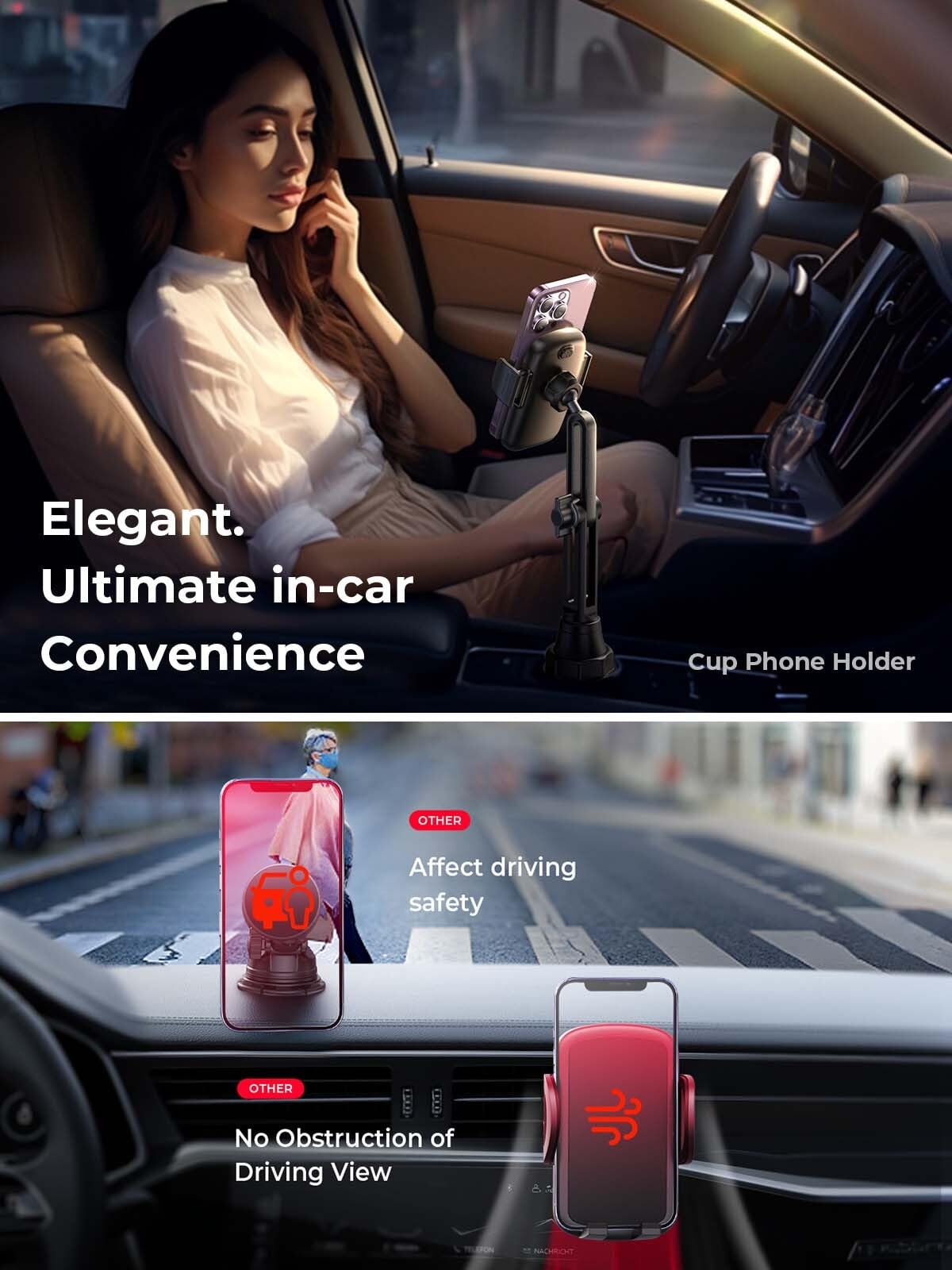 Lisen Cup Holder Cell Phone Holder For Car Mount, 2024 New Car Cup Phone Holders For Your Car Adjustable Cell Phone Holder Car A