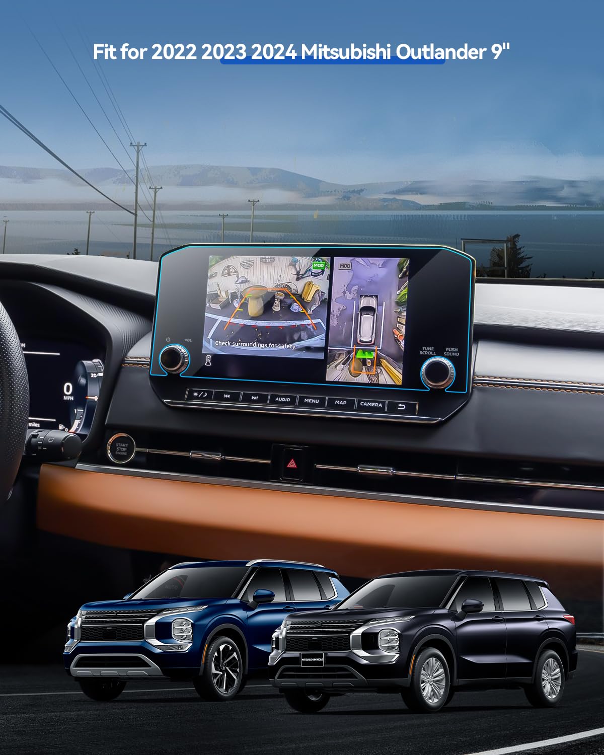 Lantu 2Pcs Car Screen Protector For 2022 2023 2024 Mitsubishi Outlander Se, Black Edition, Sel And Sel Black Edition Accessories