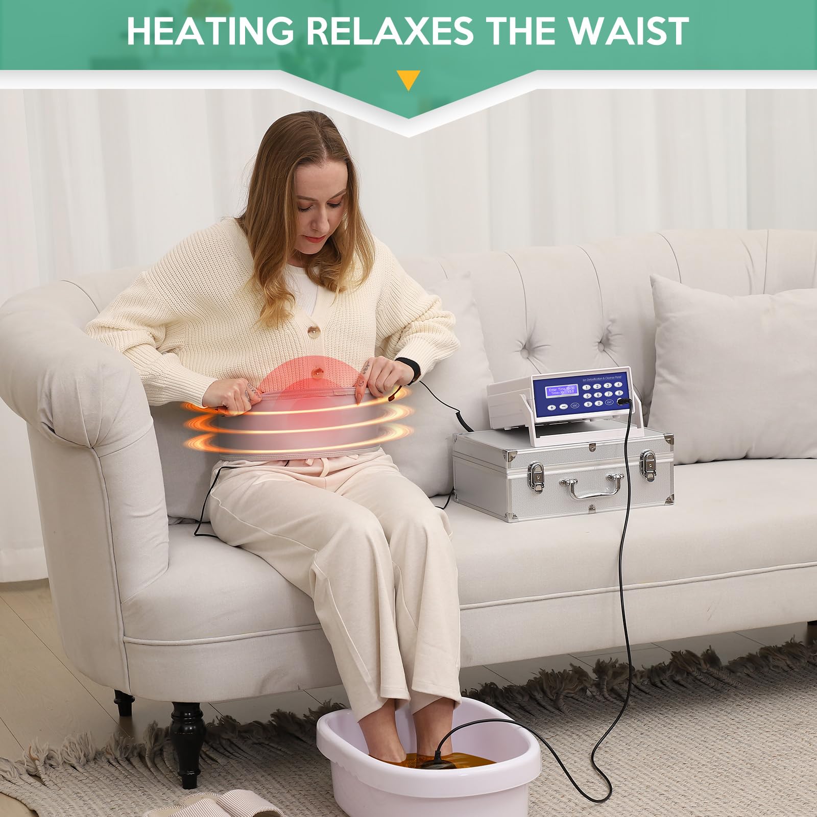 Veicomtech Ionic Detox Foot Bath Machine, Foot Detox Machine Ionic Detox Foot Spa System With Wrist Strap, Far Infrared Waistbel