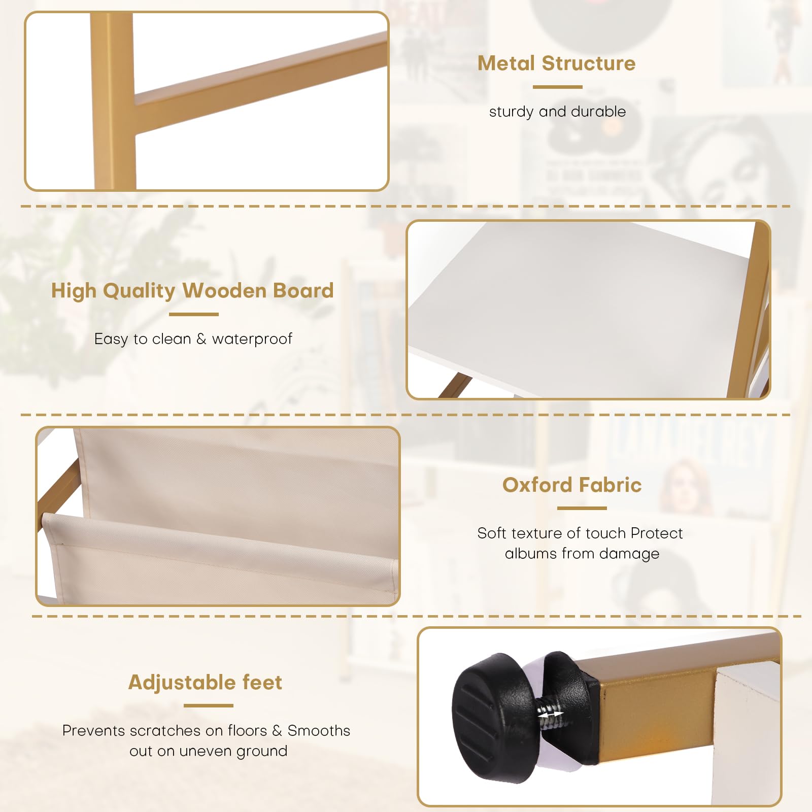 Hycfyjr Stand For Record Player, Turntable Stand With Now Playing Stand, 3 Tier End Table Record Player Table With Speaker Stora