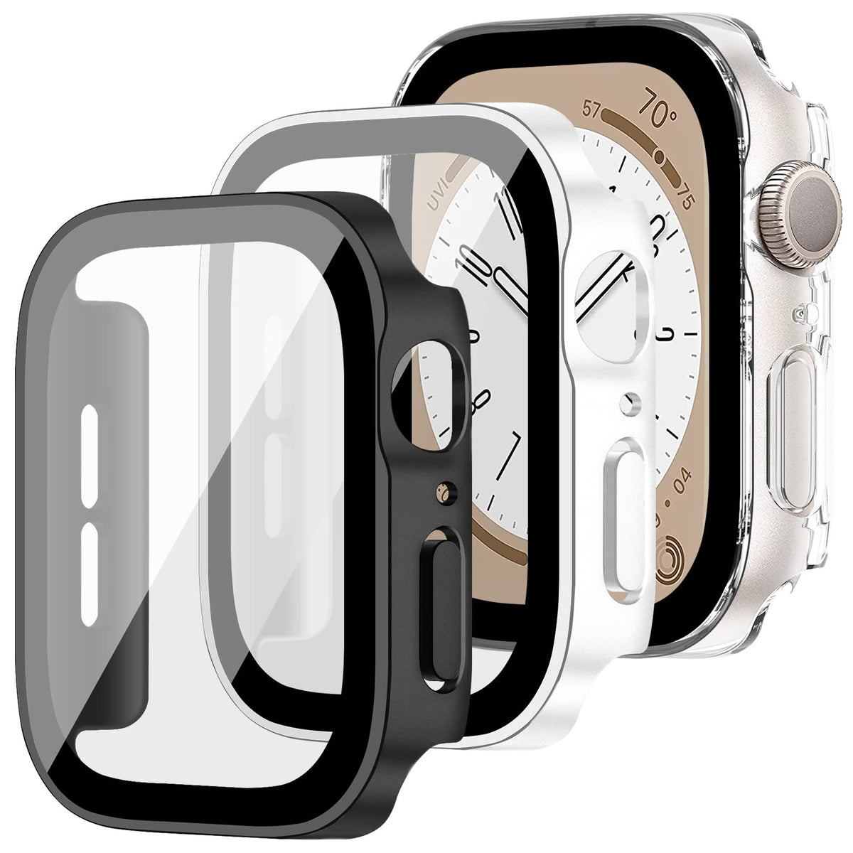 3 Pack Screen Protector Case For Apple Watch Series 8/7,Plated Anti Scratch Ultra Thin All Around Protective Bumper Shell Cover
