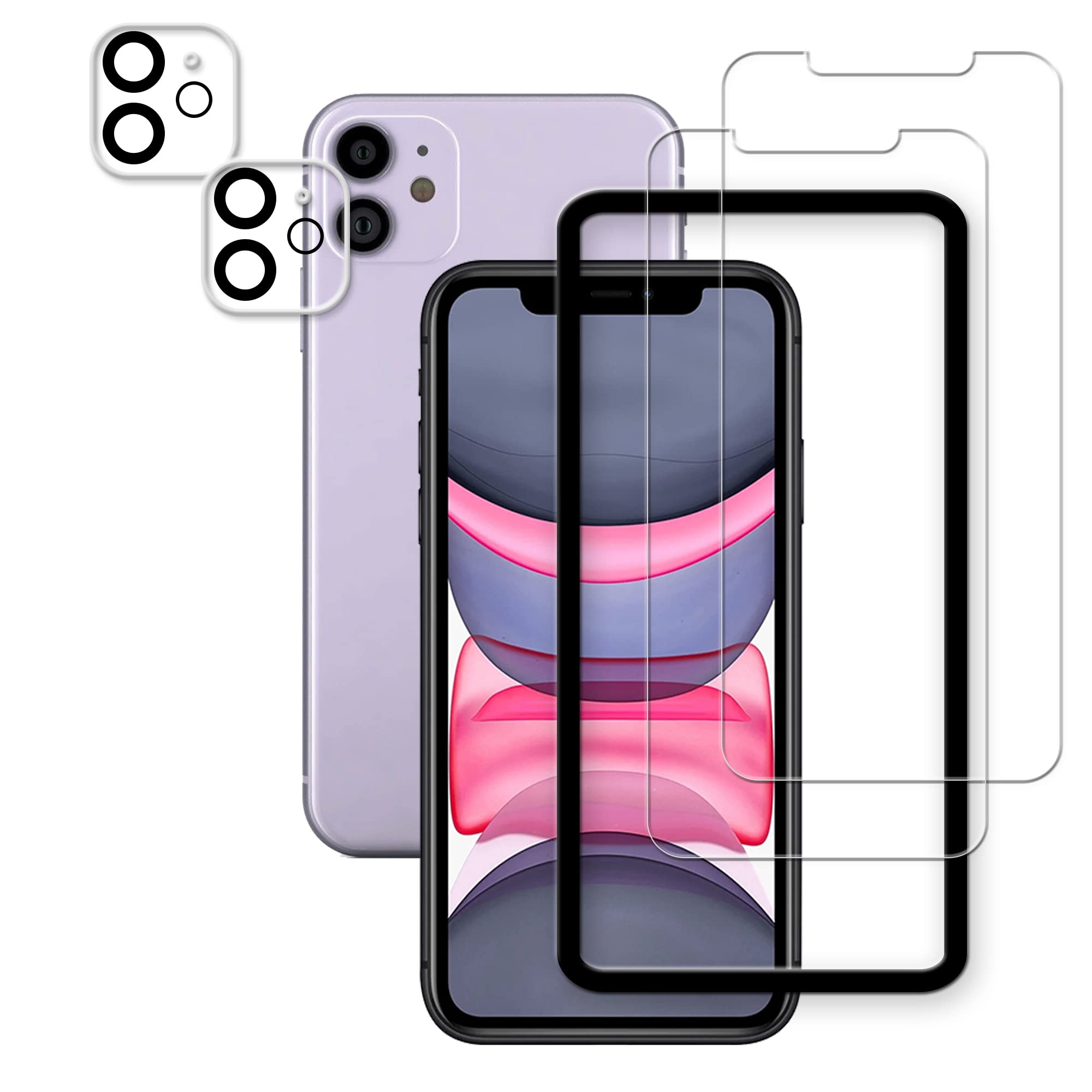 Hkkais Easy Alignment Frame Designed For Iphone 11 Tempered Glass Screen Protector 2 Pack Camera Lens Protector Film 2 Pack
