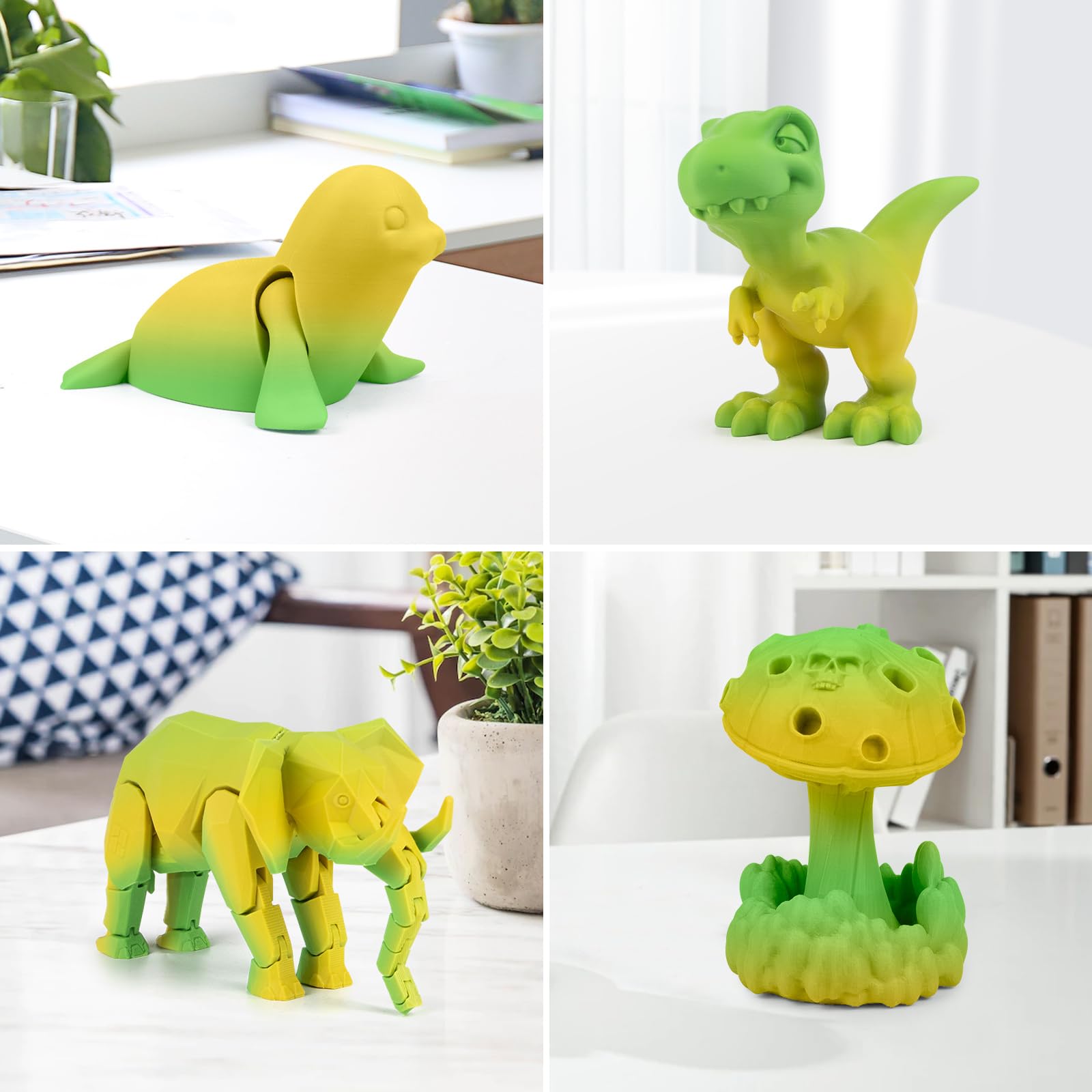 Isanmate Pla+ Filament, 3D Printer Filament Matte Gradient Multicolors Filament, Color Change Rainbow Filament, Yellow, Green Fi