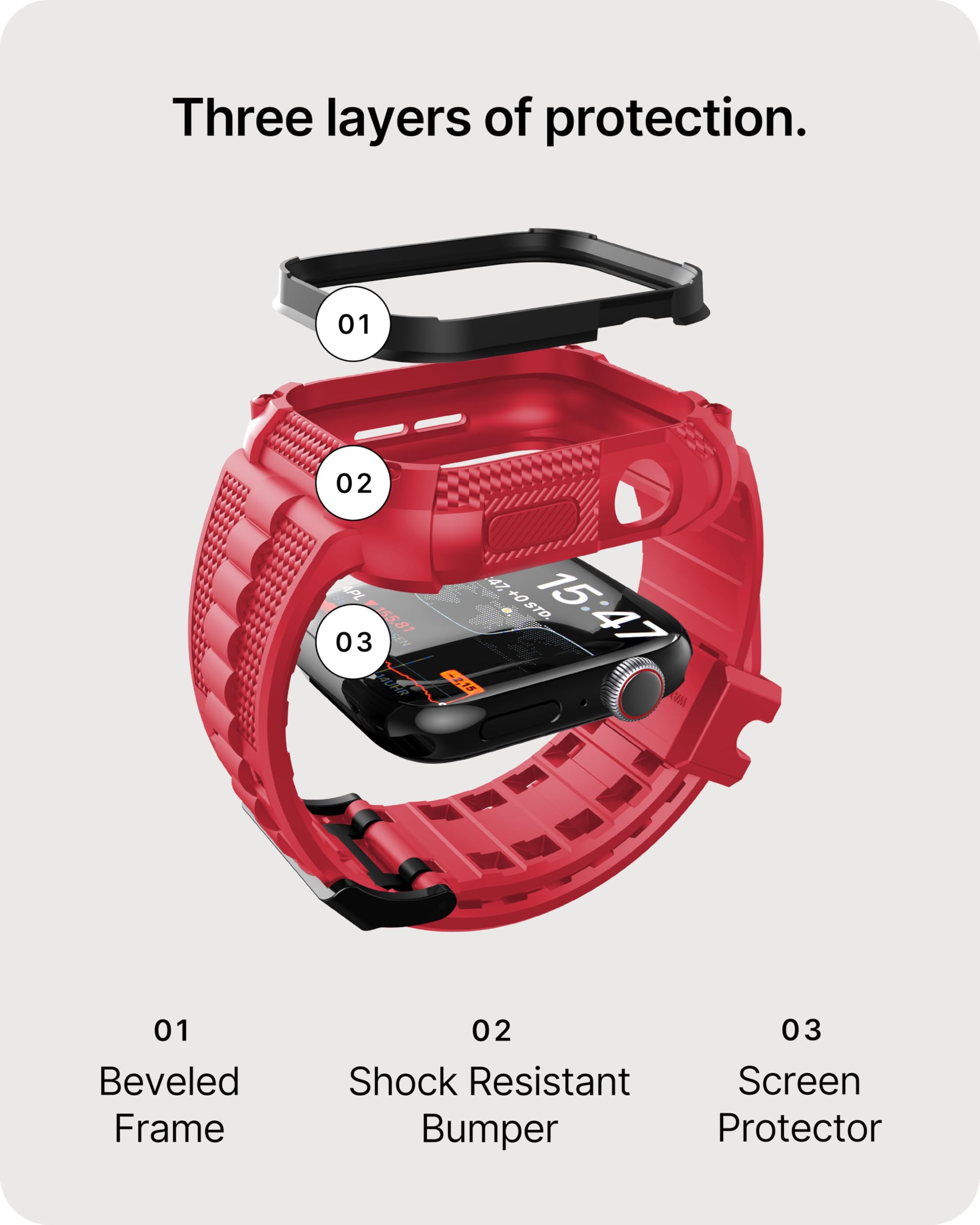 Fullmosa Watch Bands 44Mm, Rugged Iwatch Band Silicone With Screen Protector And Bumper Case For Men,Compatible With Apple Watch