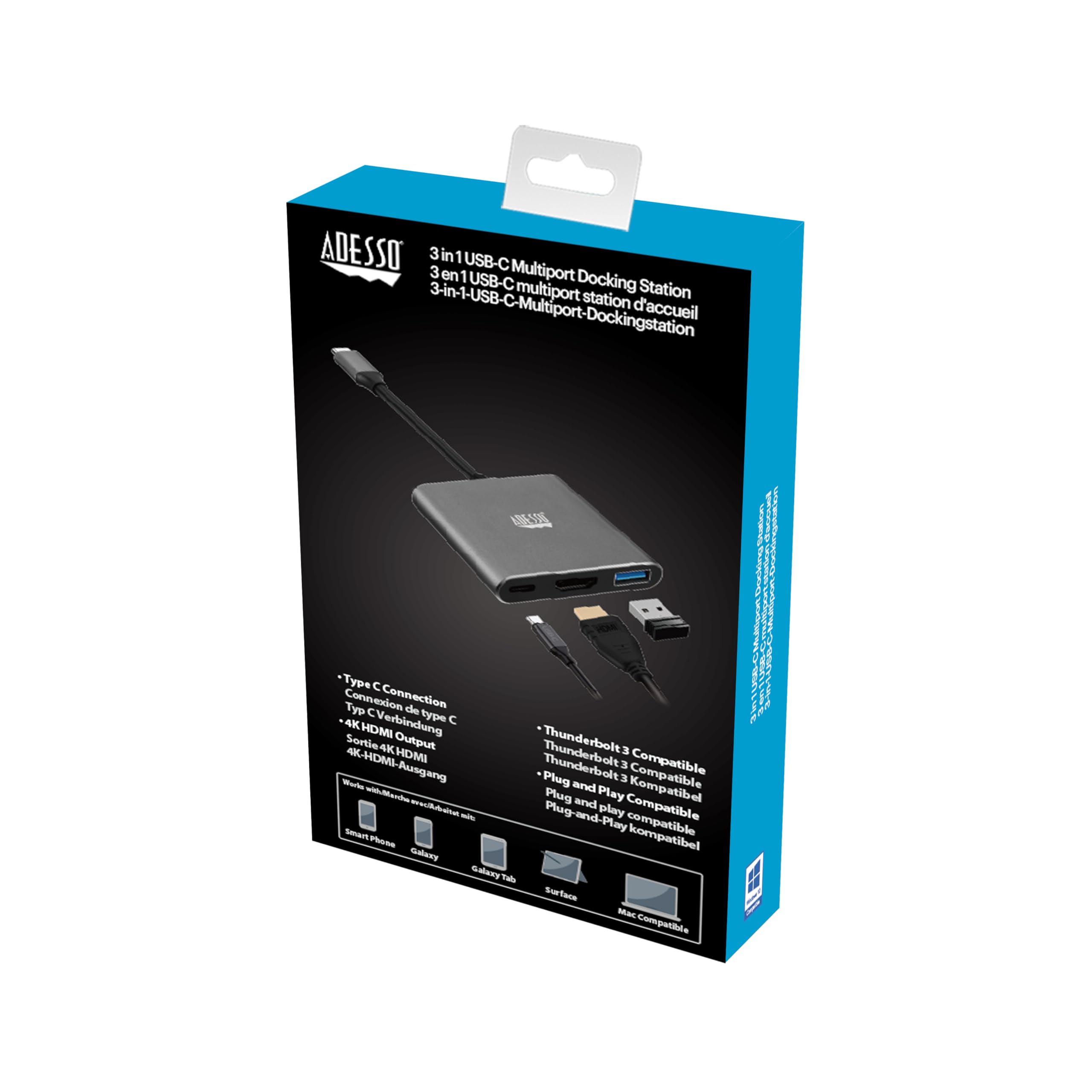 Adesso 3 In 1 Usb C Multiport Docking Station