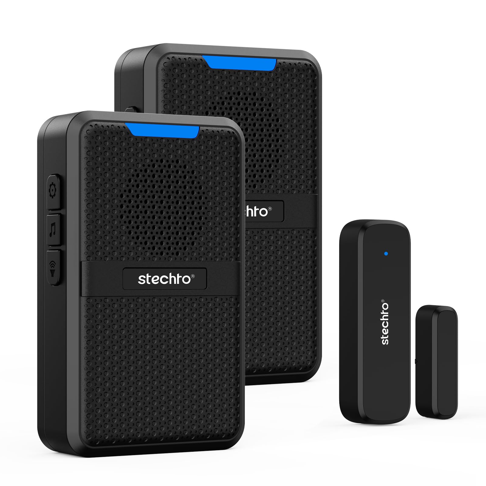 Stechro Door Chime, 600Ft Range 1 Magnetic Door Alarm Sensor 2 Doorbell Plugin Receiver Set With 62 Tunes 5 Adjustable Volumes F