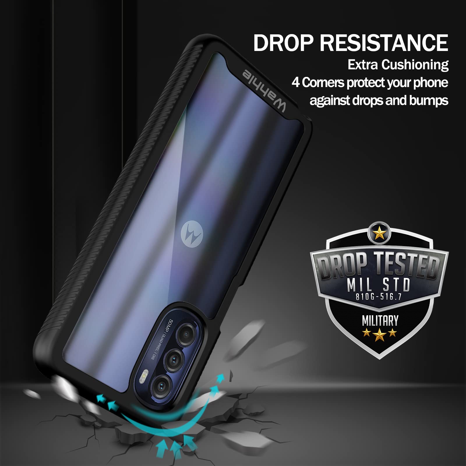 Wahhle Compatible With Moto G Stylus 5G 2022 Case (Not Fit 2021 Version), Built In Screen Protector Full Body Shockproof Slim Fi