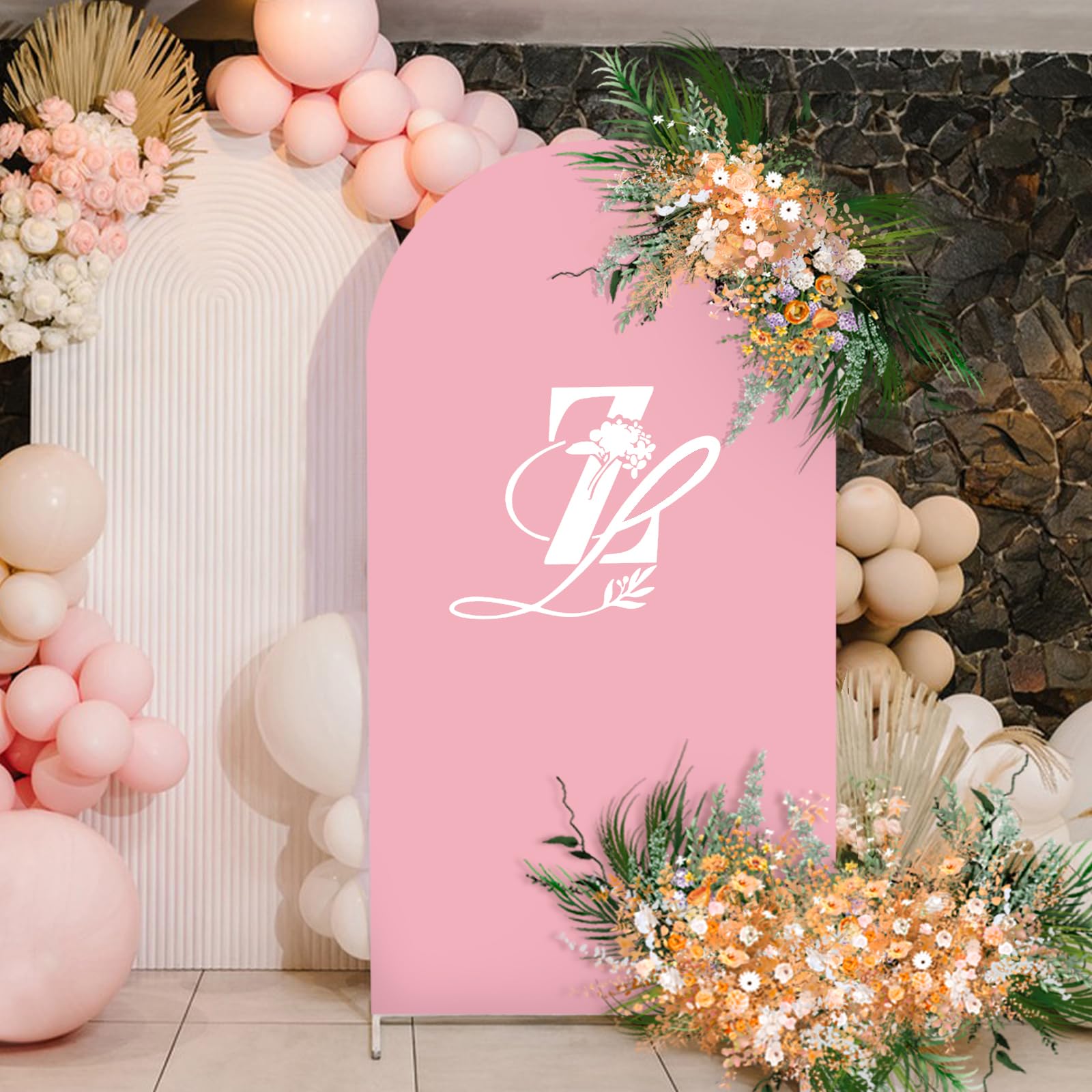 Babenest 6.6Ft Dusty Pink Wedding Arch Cover, Spandex Fitted Arch Backdrop Cover For Photography, Round Top Chiara Stand Cover F