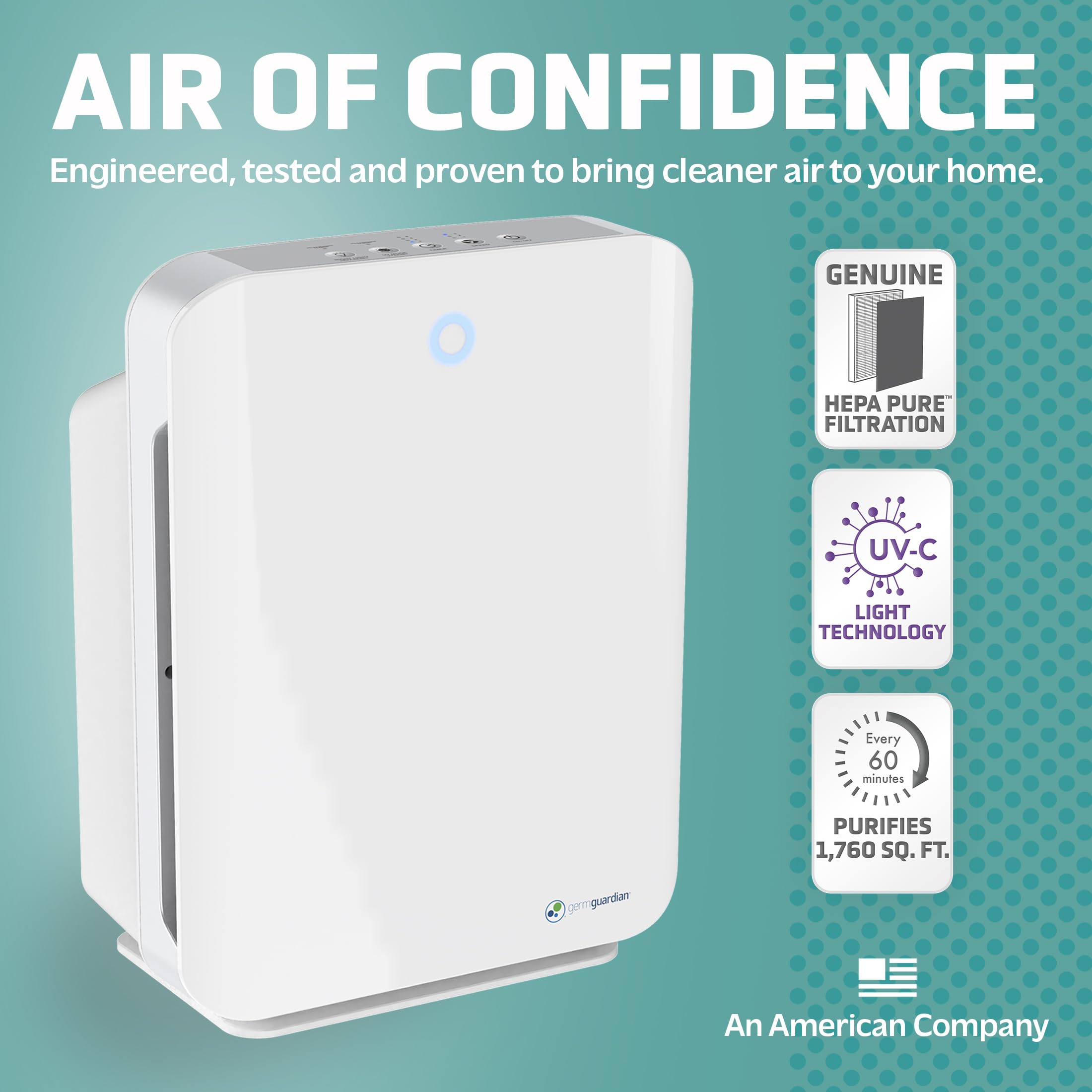Germguardian Air Purifier With Hepa 13 Filter, Removes 99.97% Of Pollutants, Large Room Up To 1760 Sq. Foot Room In 1 Hr, Uv C L