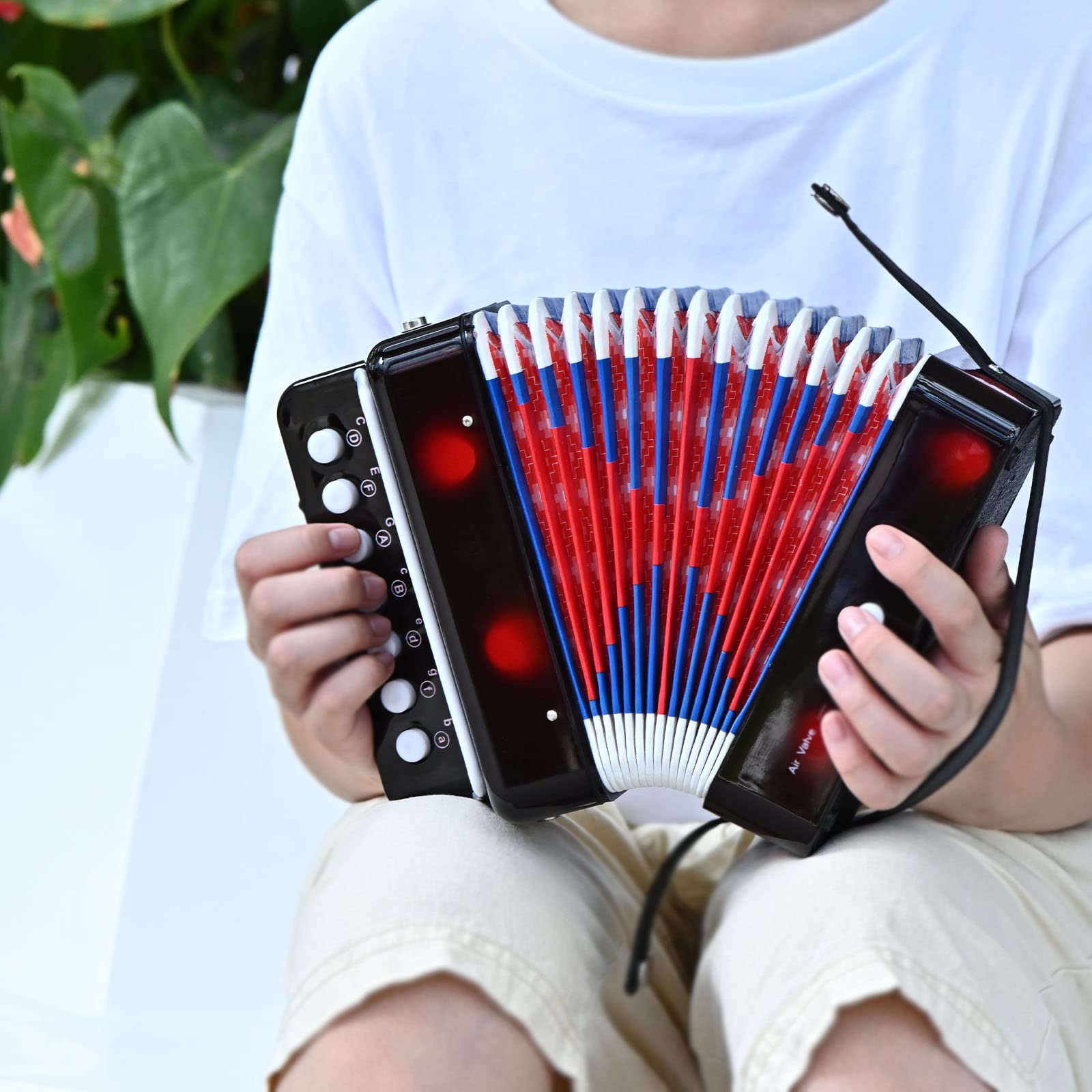 Aimeis Kids Accordion 10 Keys Button Accordian Musical Instrument Mini Accordion For Beginners (Black)