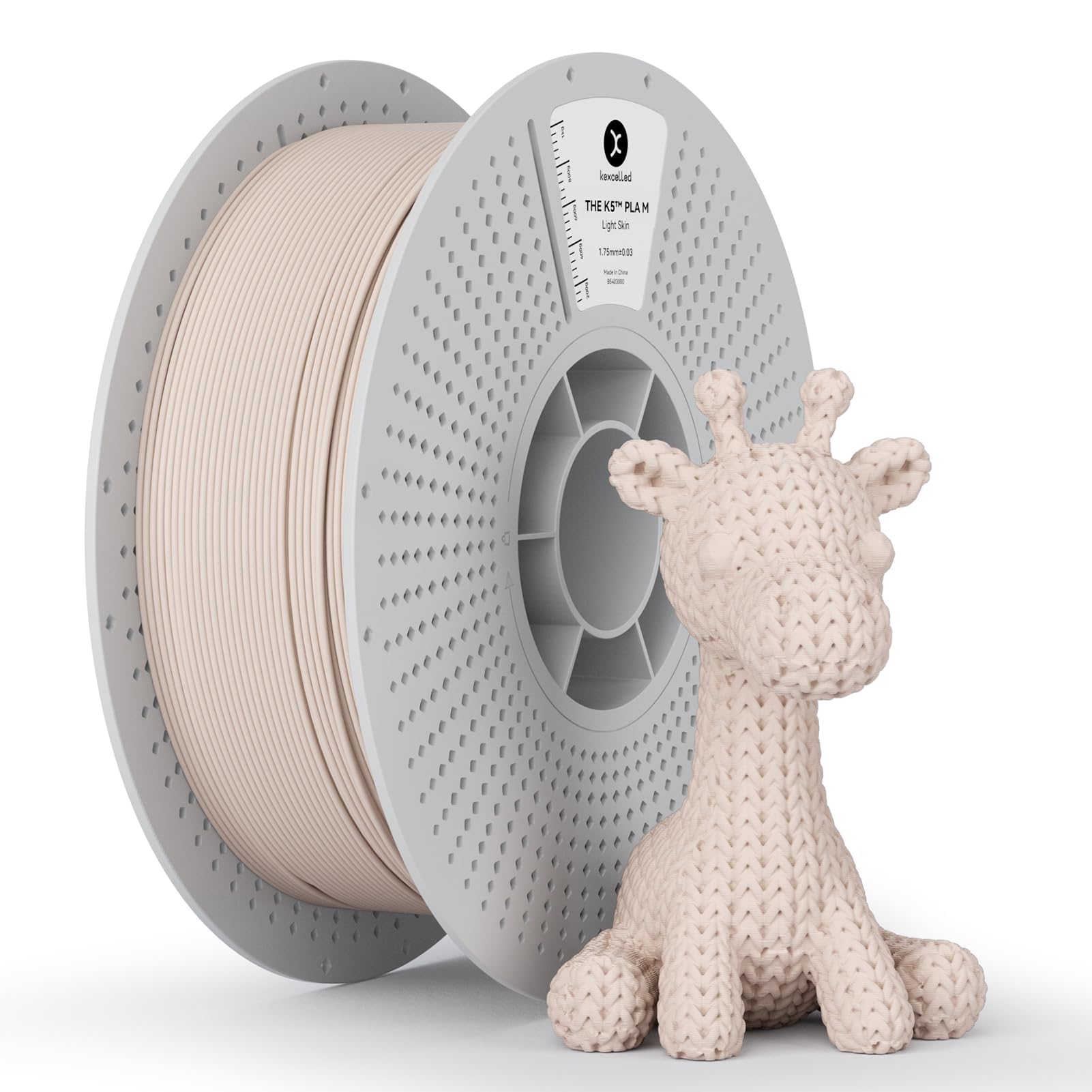 kexcelled Matte PLA Filament 1.75mm,Matte Light Skin PLA 3D Printer Filament 1kg Spool (2.2lbs) with +/-0.03mm Accuracy,Upgraded