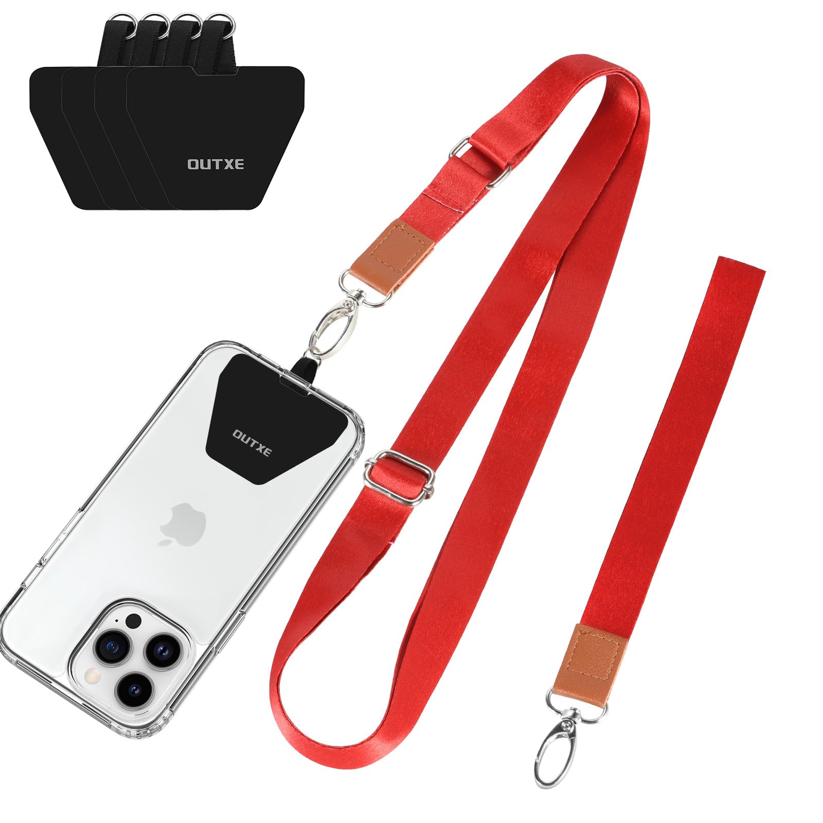 Outxe Phone Lanyard   4   Pads, 1   Adjustable Neck Strap, 1   Wrist Strap, Nylon Phone Lanyard Compatible With All Smartphone H
