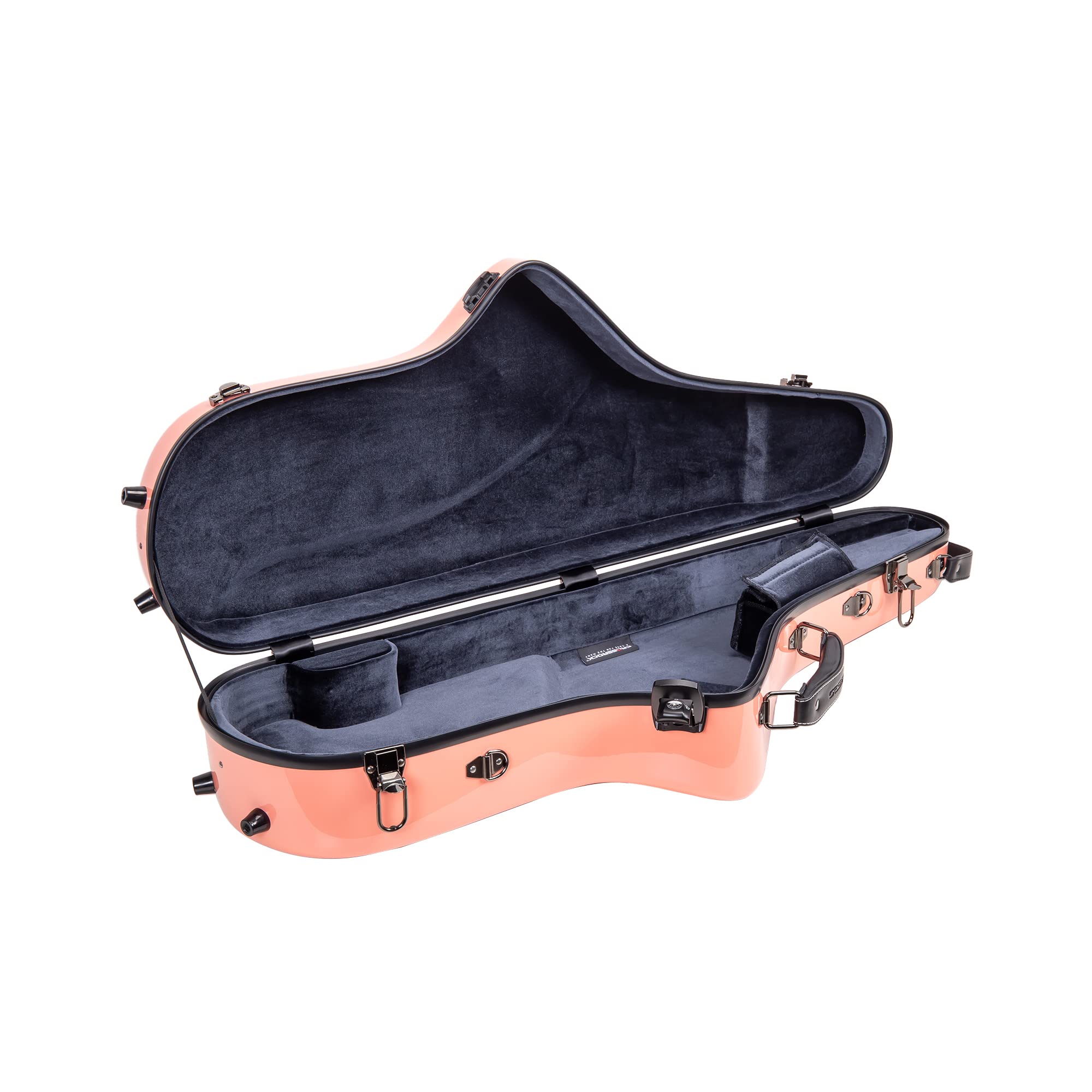 Crossrock Pro Grade Tenor Saxophone Case | Spanish Pink Finish, Tsa Lock, Elite Protection, Detachable Straps, Accessory Pocket