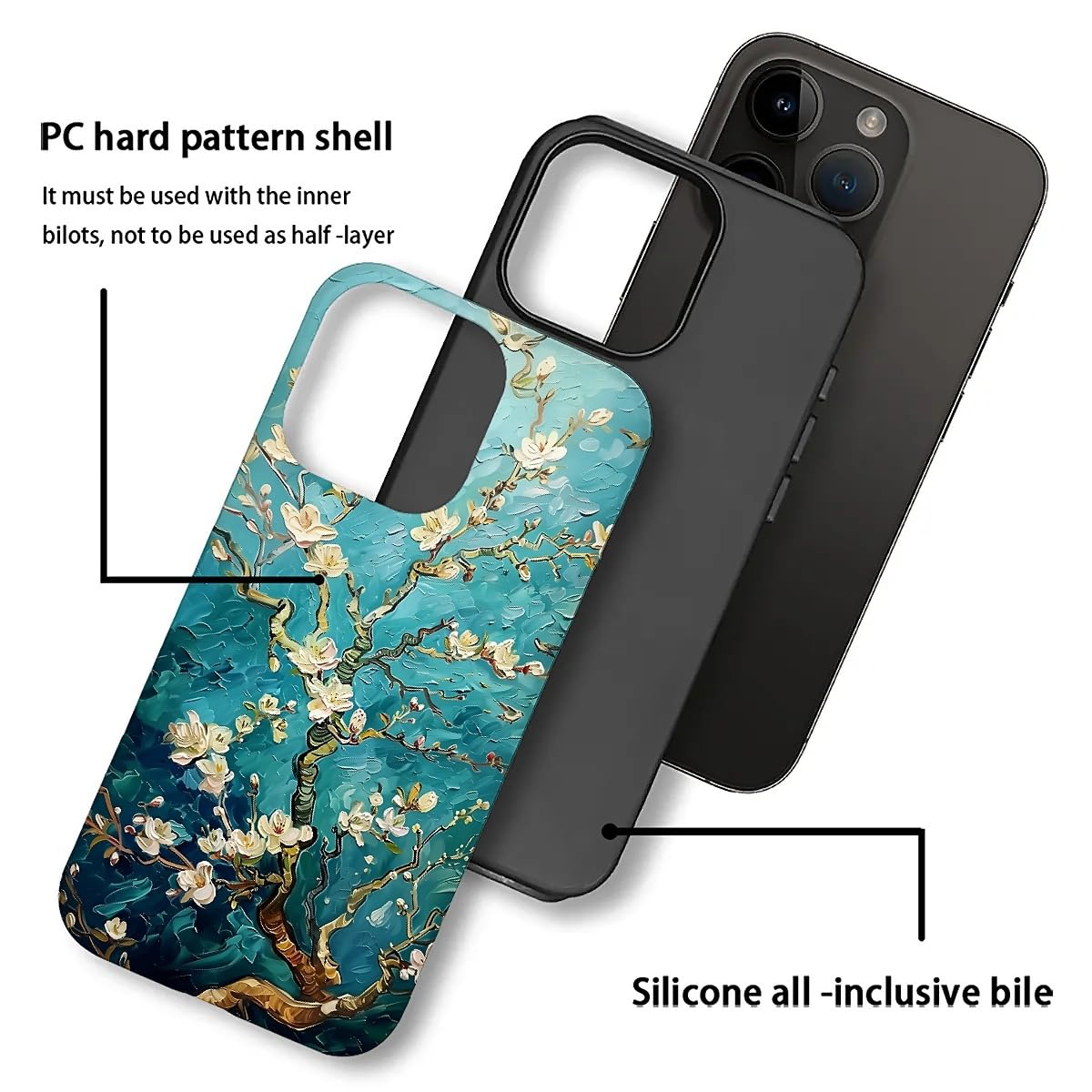 Goodsprout Case Compatible With Iphone 16 Pro Max, Oil Painting Floral Printing Girl Hybrid 2-Layer Hard Shell + Silicone Protec