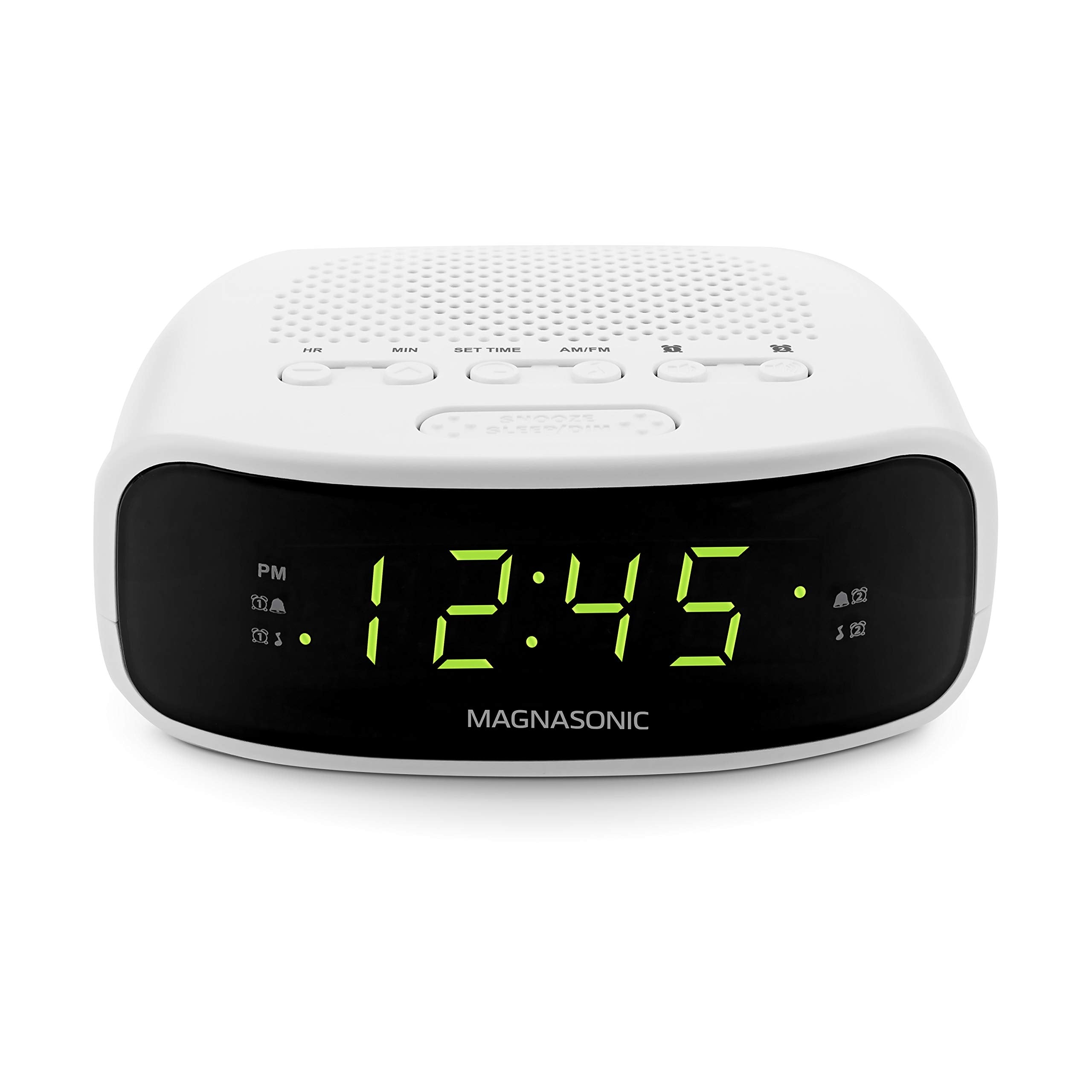 Magnasonic Digital Am/Fm Clock Radio With Battery Backup, Dual Alarm, Sleep & Snooze Functions, Display Dimming Option,White (Ea