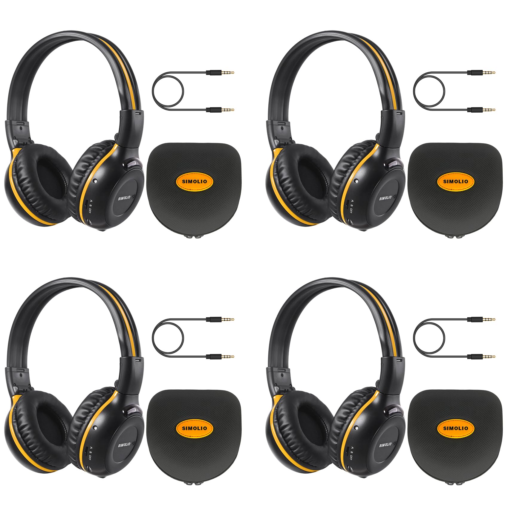 Simolio 4 Pack Ir Car Dvd Player Headphones For Kids, Wireless Infrared Headphones For Honda Pilot, Uconnect, Cadillac Escalade,