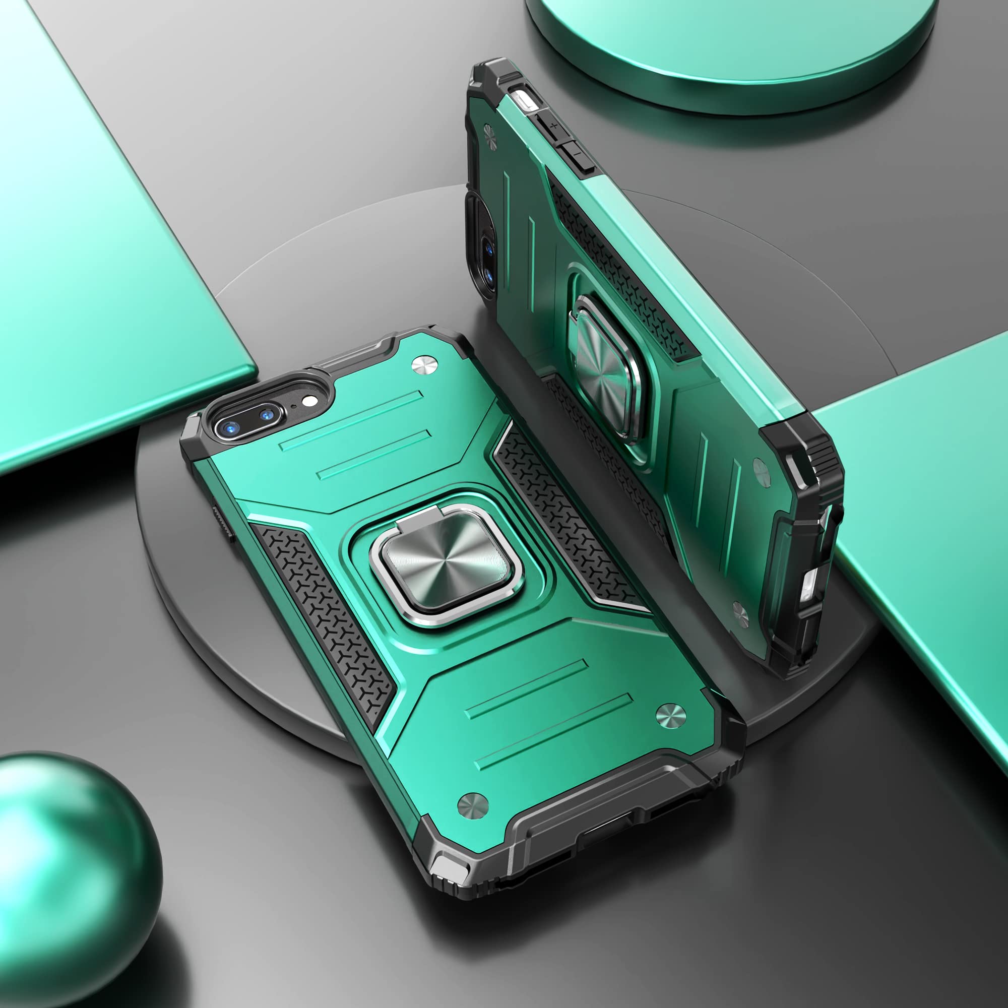 Idystar Iphone 8 Plus Case With Screen Protector,Shock Absorption Drop Test Cover With Kickstand Lightweight Protective Phone Ca