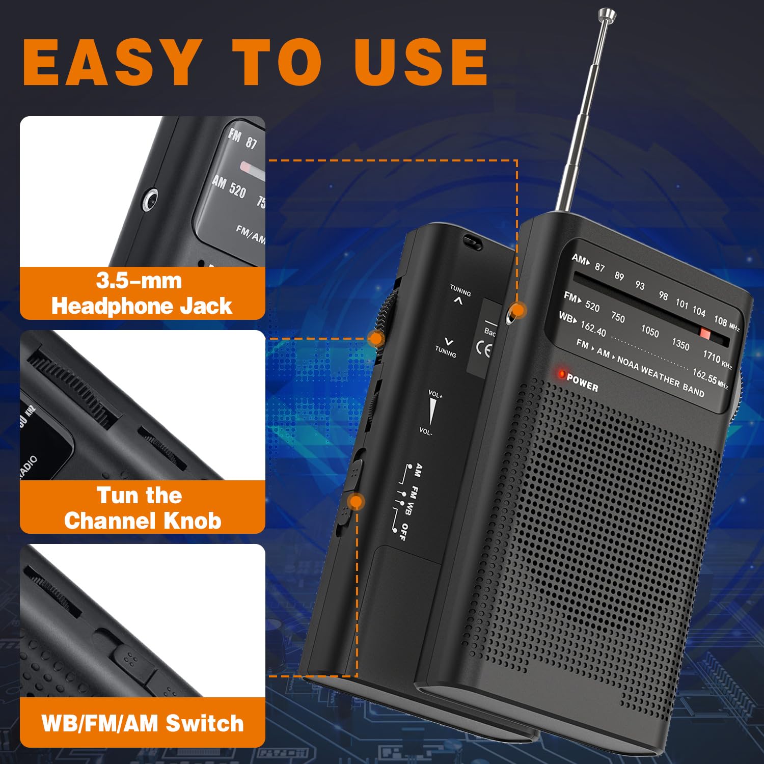 Goodes Noaa Weather Radio Am Fm, Transistor Radio With Loud Speaker, Headphone Jack, 2Aa Battery Operated Radio For Long Range R