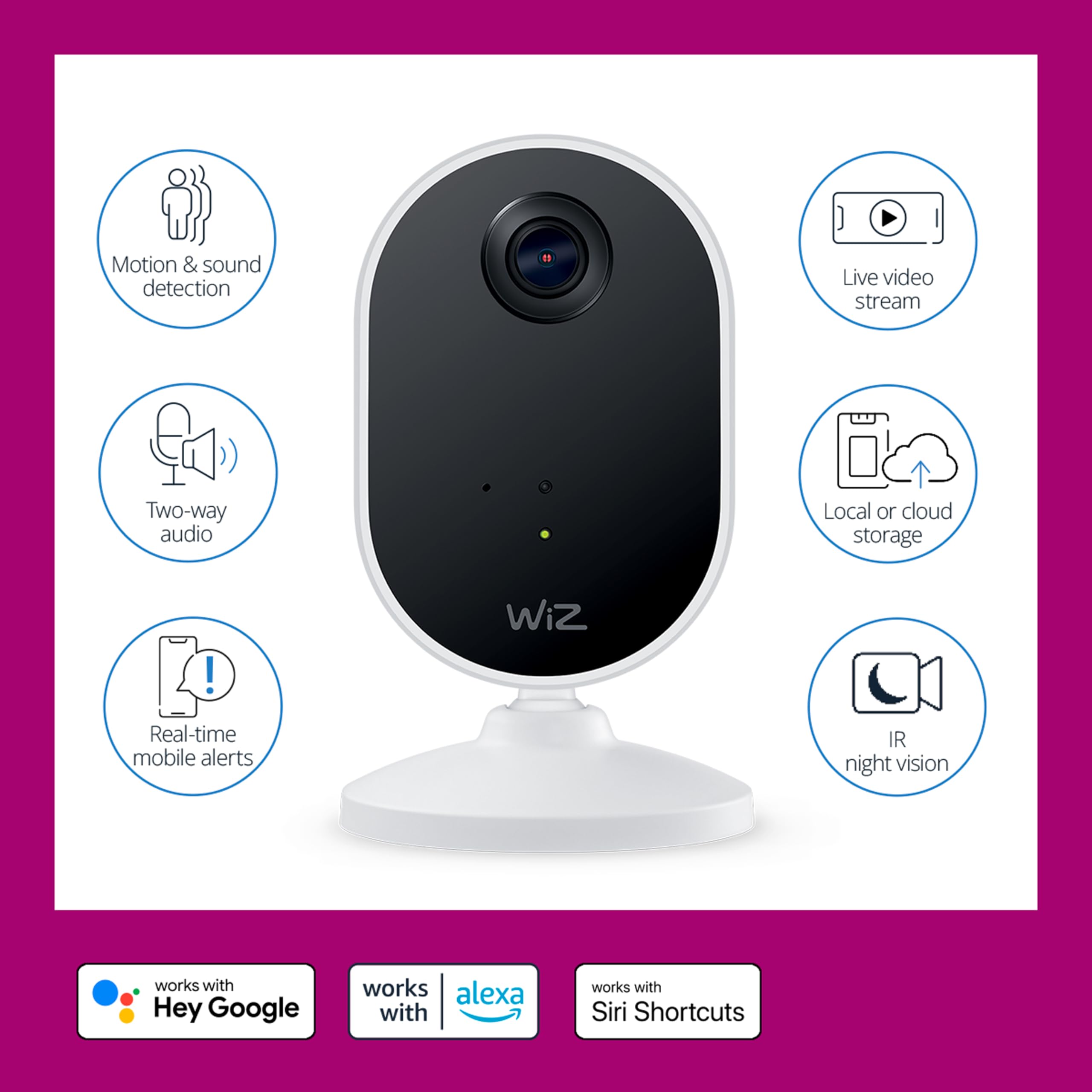 Wiz Home Monitoring Starter Kit Includes Indoor Security Camera, 1080P Hd Video With Motion Detection And Full Duplex Audio + 60