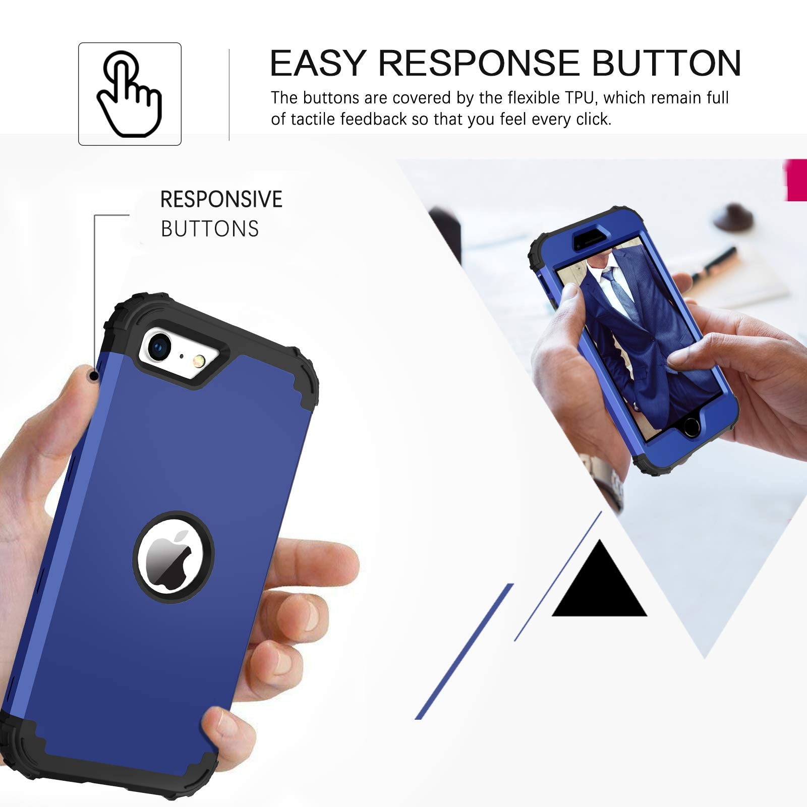 Bentoben For Iphone Se 2022 Case And Phone Case Iphone Se 2020, Heavy Duty 3 In 1 Full Body Rugged Shockproof Hybrid Hard Pc Sof