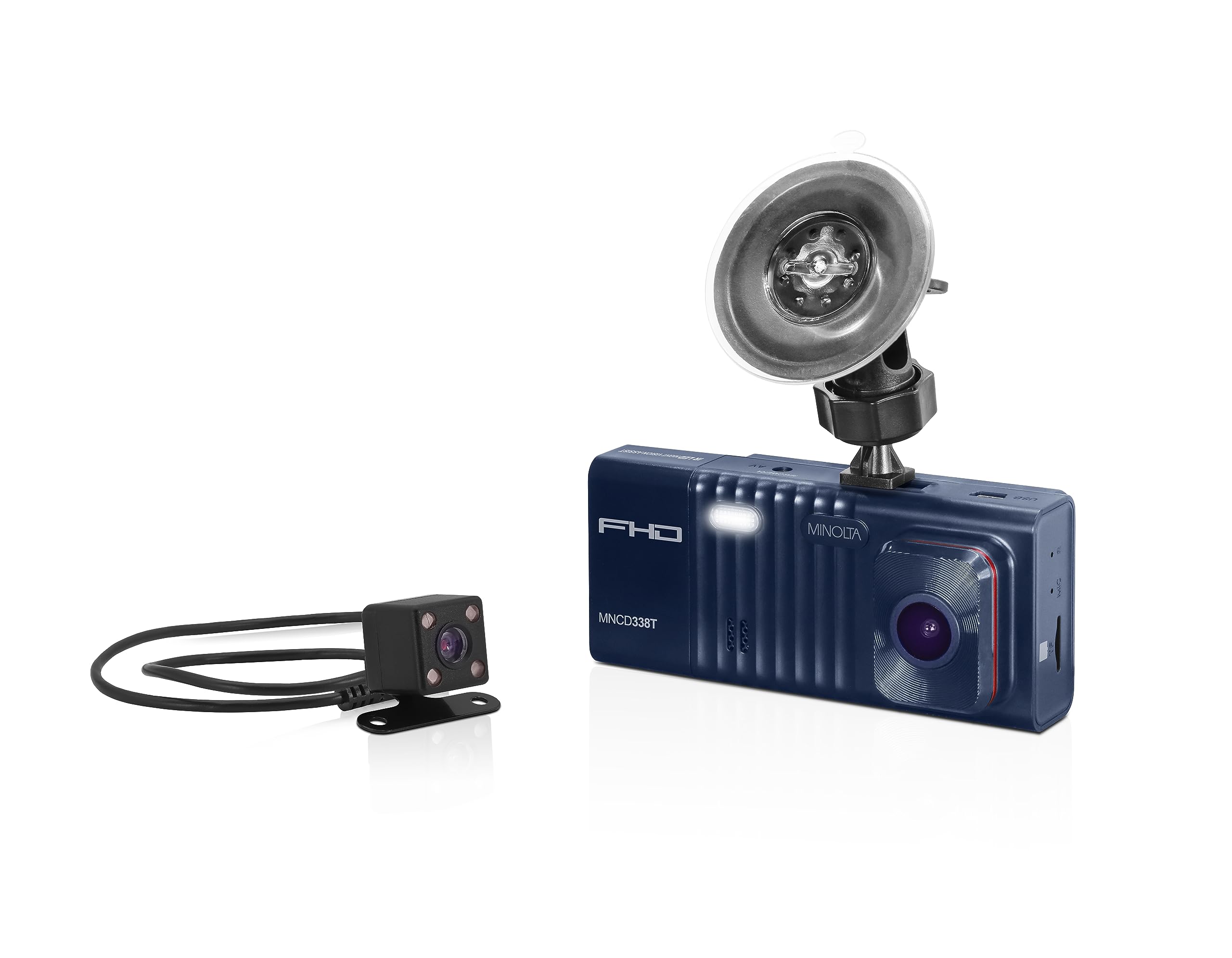 Minolta Dash Camera - 3-Channel 1080P Car DVR with Rear & Interior Cam, Night Vision, 3.0    LCD Screen, G-Sensor, Loop Recordin