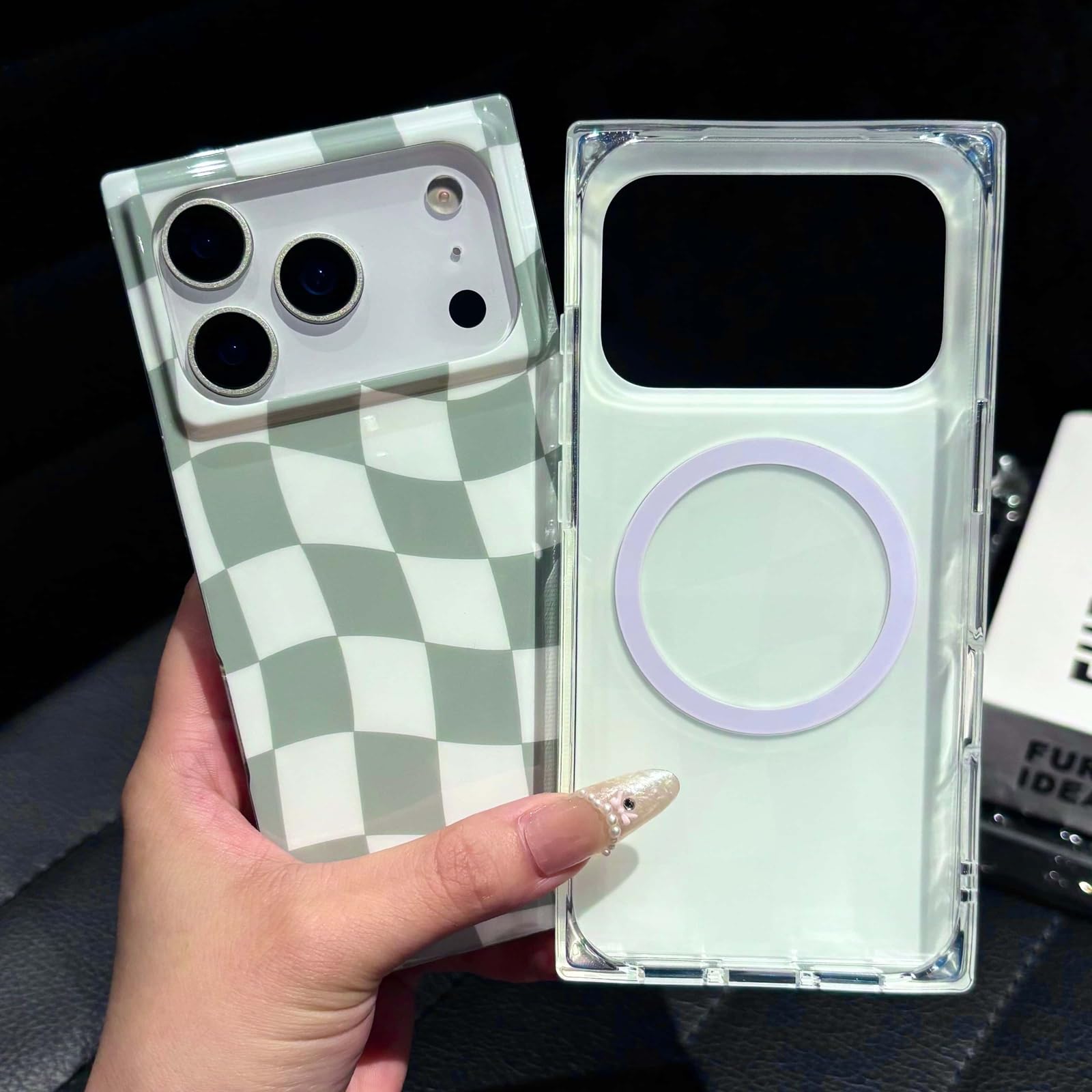 Roymonkey Checkered Magnetic Phone Case For Iphone 13 Pro Max & Iphone 12 Pro Max Compatible With Magsafe - Trendy Rectangular C