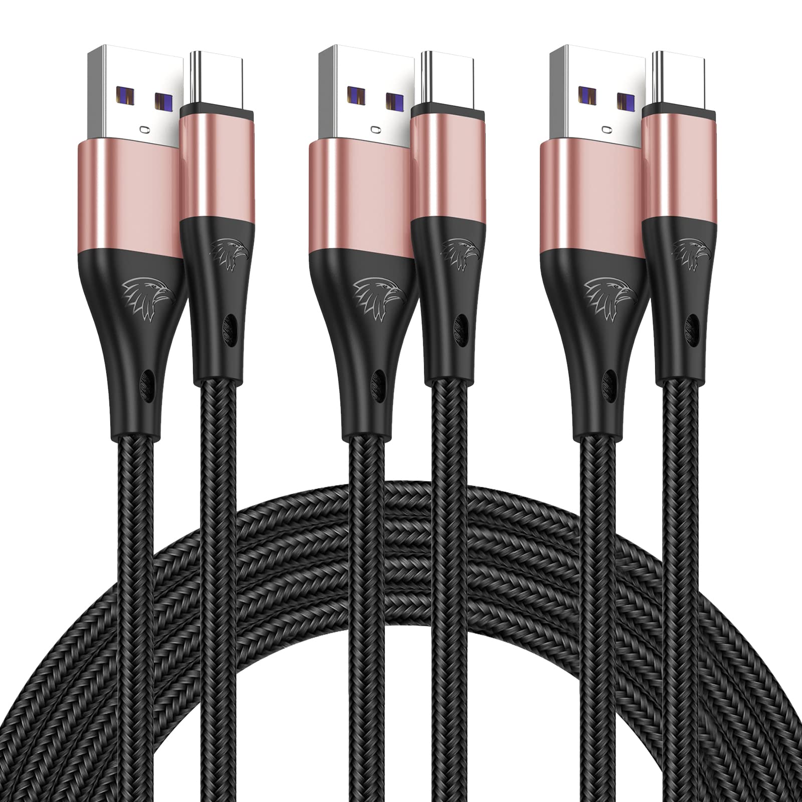 Usb Type C Cable Fast Charging,3Pack 10Ft Premium Nylon Braided 3A Rapid Charger Quick Cord,Type C To A Cable Compatible For Samsung Galaxy S21 S20 S10 S9 S8 Plus,Note 20 10 9 8, Lg V50 V40 G8(Pink)
