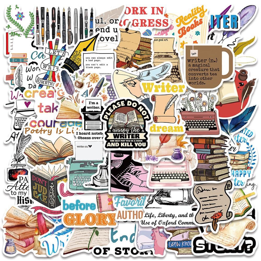 Writer Stickers |50Pcs Author Waterproof Vinyl Decals For Water Bottles Laptop Luggage Cup Mobile Phone Computer Skateboard Refr