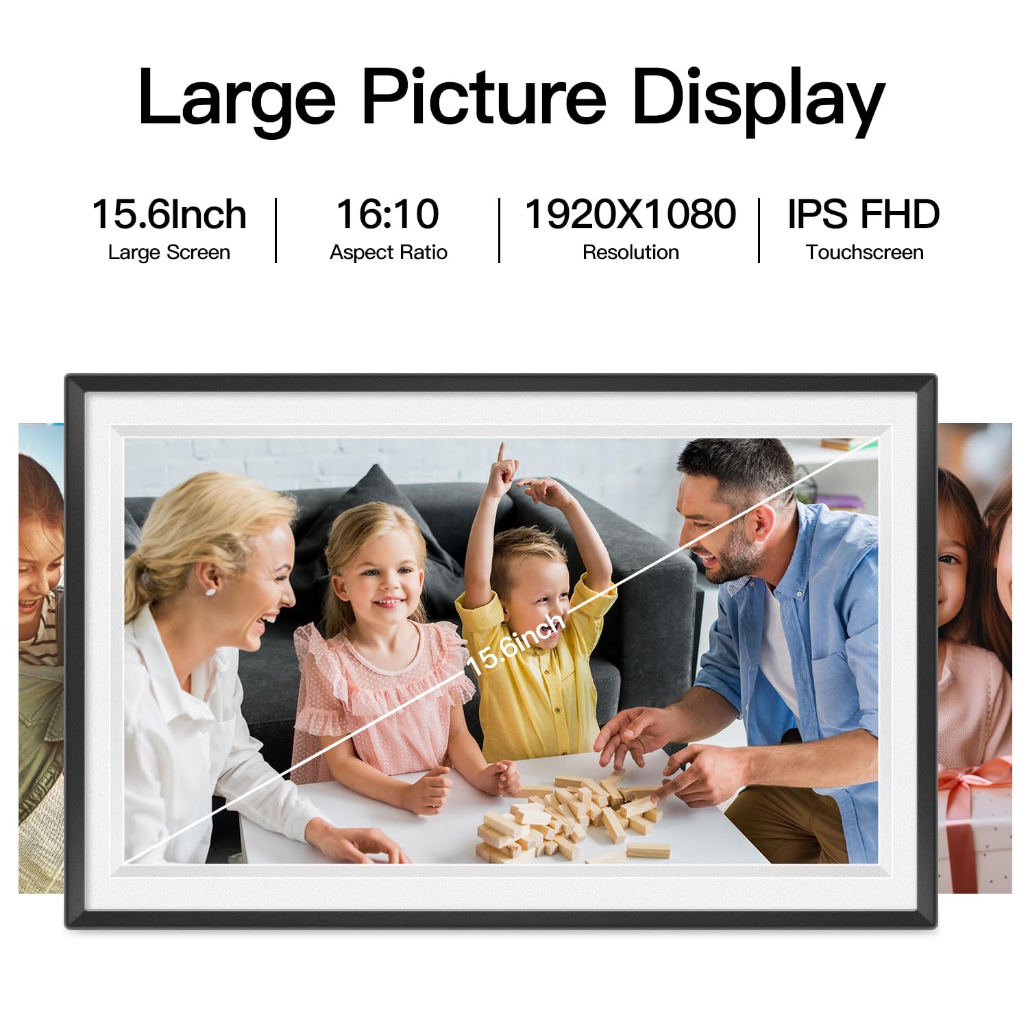 Sbusfgt 15.6Inch Extra Large Digital Picture Frame Wifi Smart Digital Photo Frame 1920 * 1080 Fhd Touchscreen 32Gb Storage Space