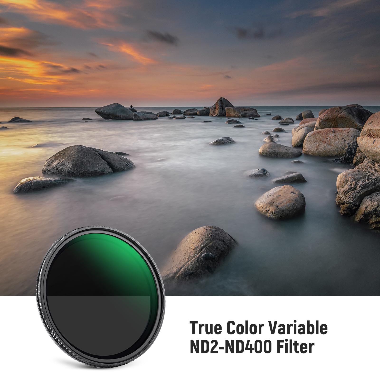 Neewer 77Mm True Color Variable Nd2-Nd400 Filter, Hard Stops Adjustable Neutral Density Vnd Filter With Multi Coated Hd Optical