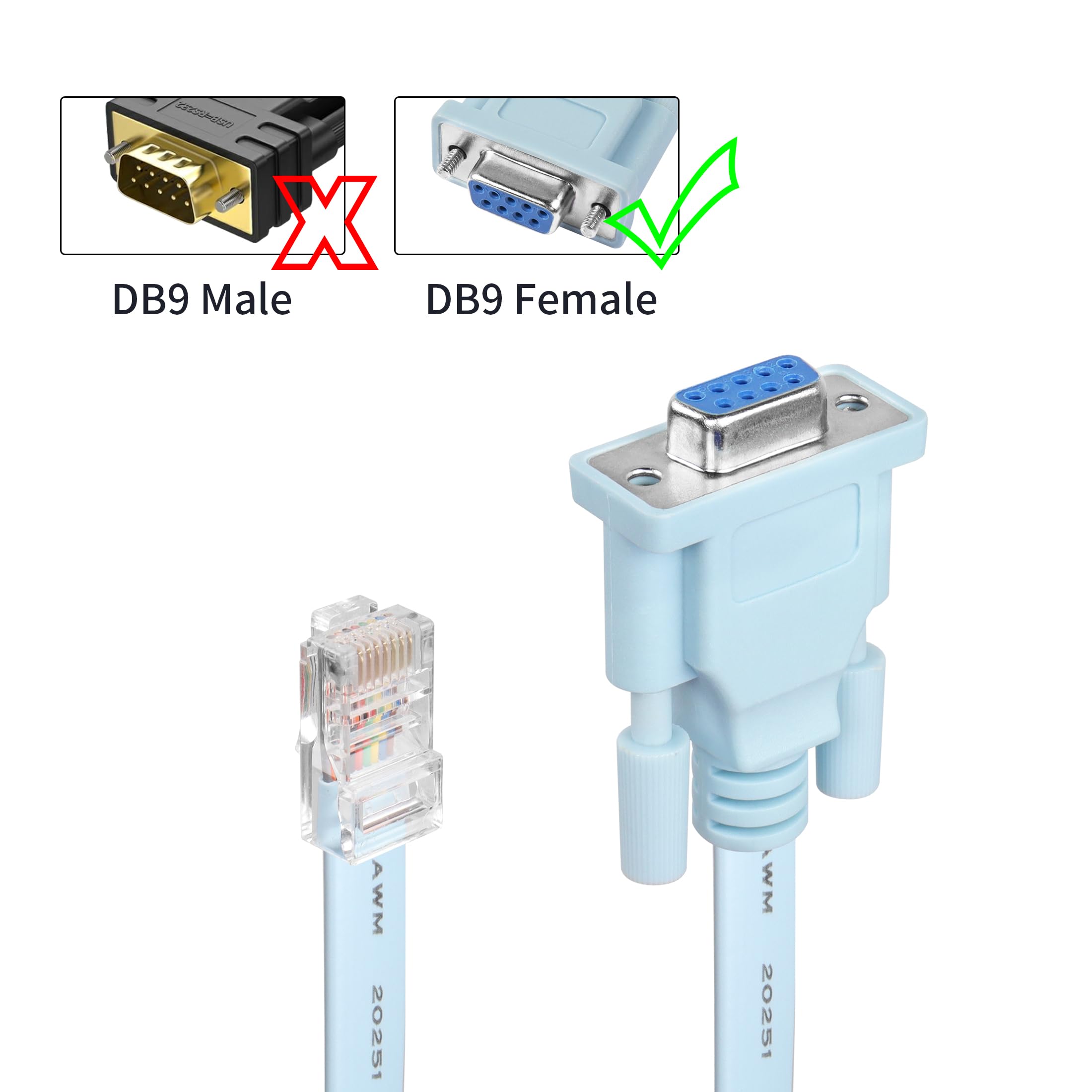 Yacsejao 3M/9.8Ft Db9 To Rj45 Console Cable Db9 9 Pin Female Serial Port Rs232 To Rj45 Converter Compatible With Cisco Router Sw