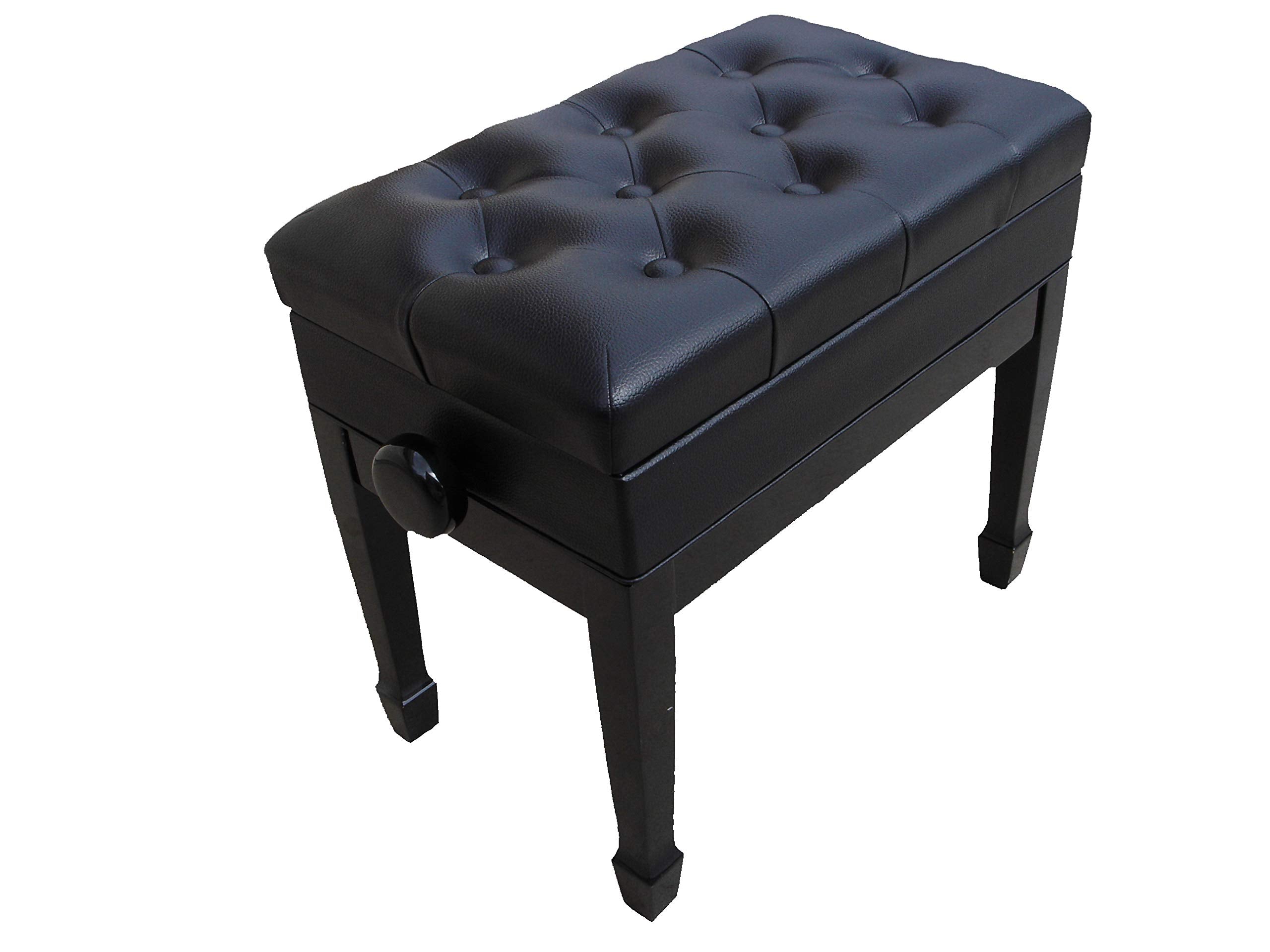 Cps Imports Genuine Leather Adjustable Artist Piano Bench Stool In Ebony With Music Storage