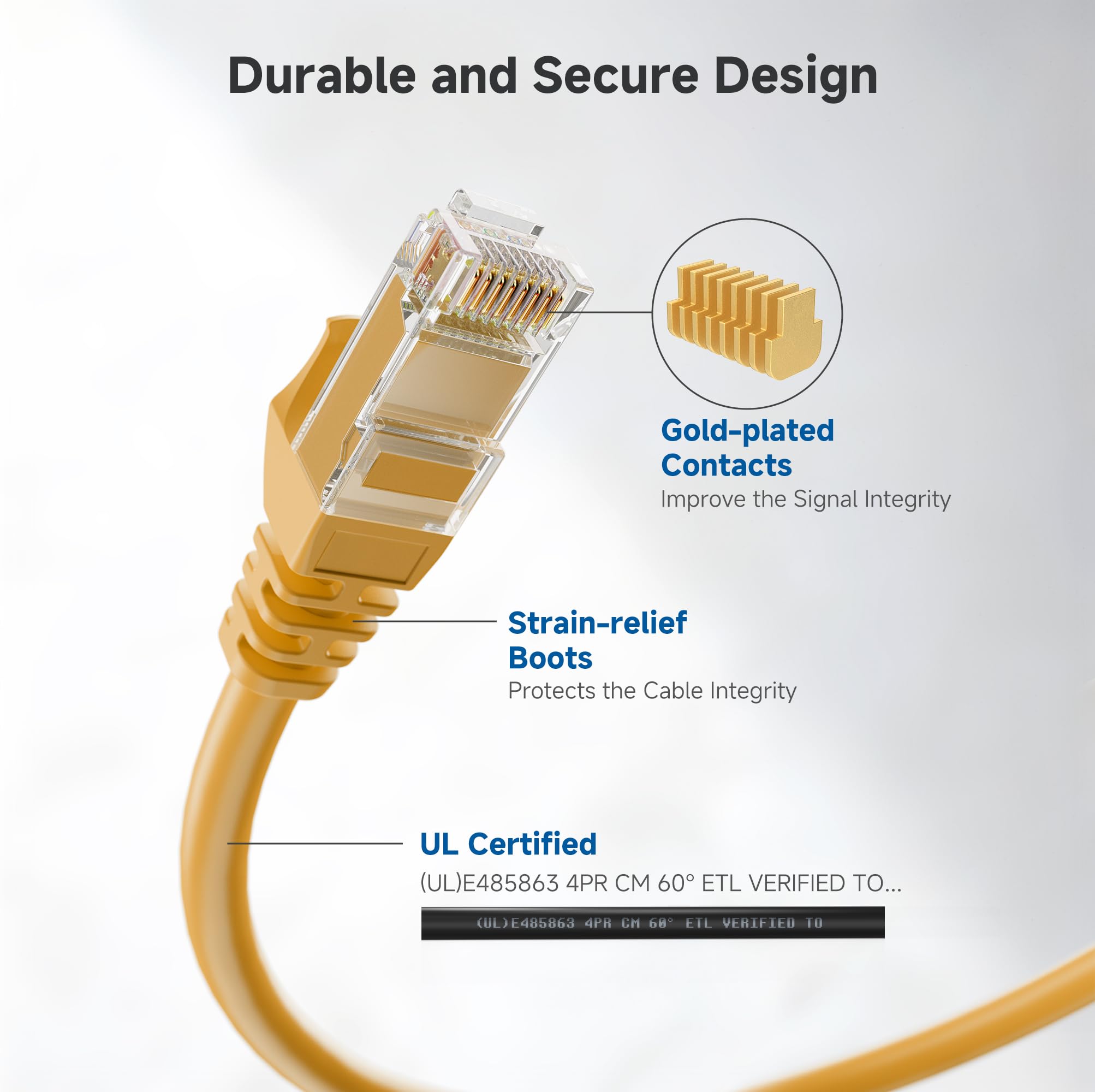 Cable Matters 10Gbps Snagless Cat 6 Ethernet Cable   6Ft, Cat 6 Cable, Cat6 Cord, Ethernet Cord, Yellow