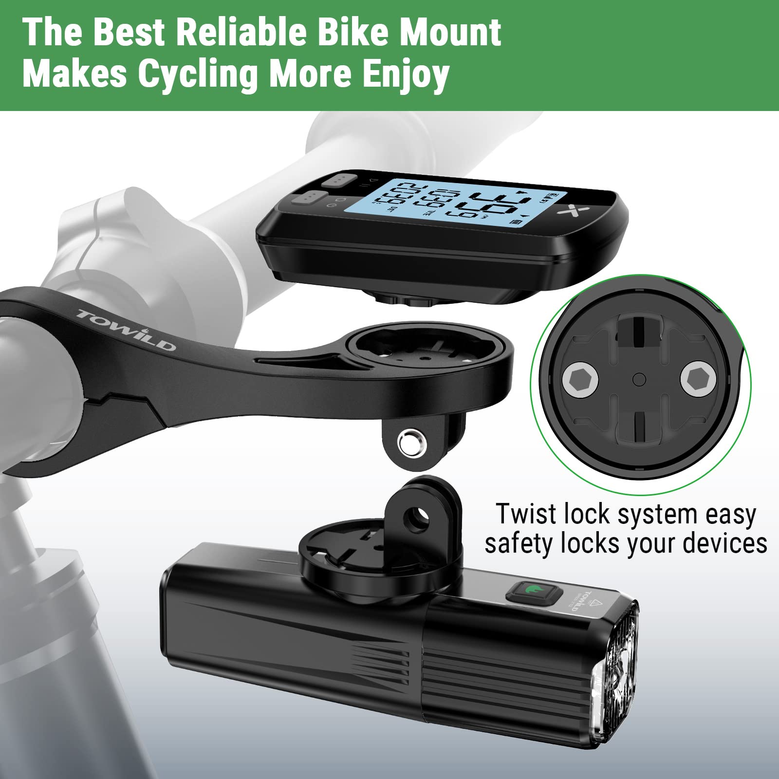 Towild Out Front Bike Mount Bicycle Edge Compatible With Garmin Bike Computer/Xossg/G+/Igpsport,Combo Extend Mount Adapter Camer