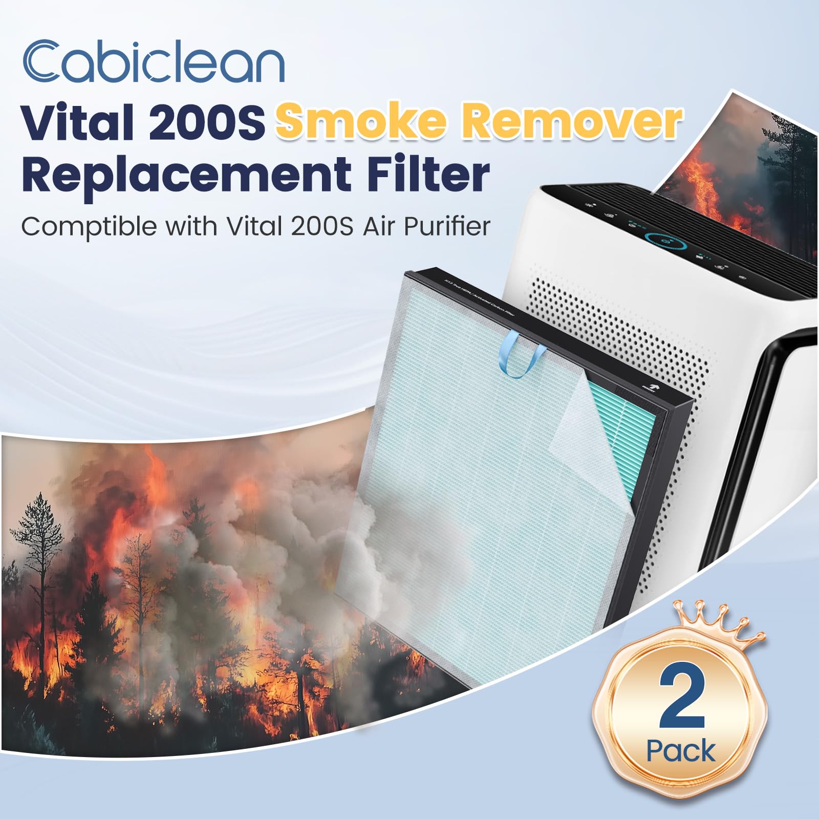 Vital 200S P Smoke Remover Replacement Filter For Levoit Vital 200S Vital 200S P Air Purifier, 3 In 1 Filter, High Efficiency Ac