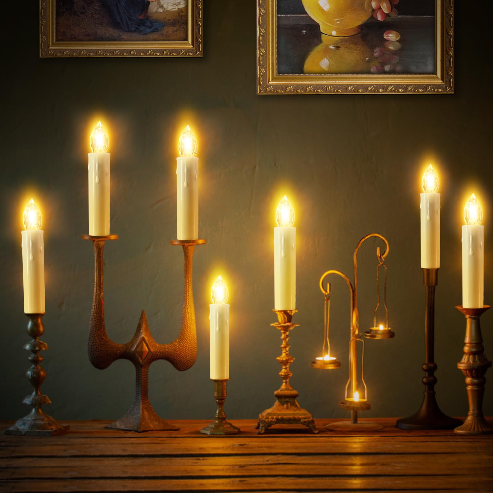 Josu Flameless Candles Christmas Decor, 12Pcs Led Flickering Lights Battery Operated With Remote Timer/Clips, Warm White Window