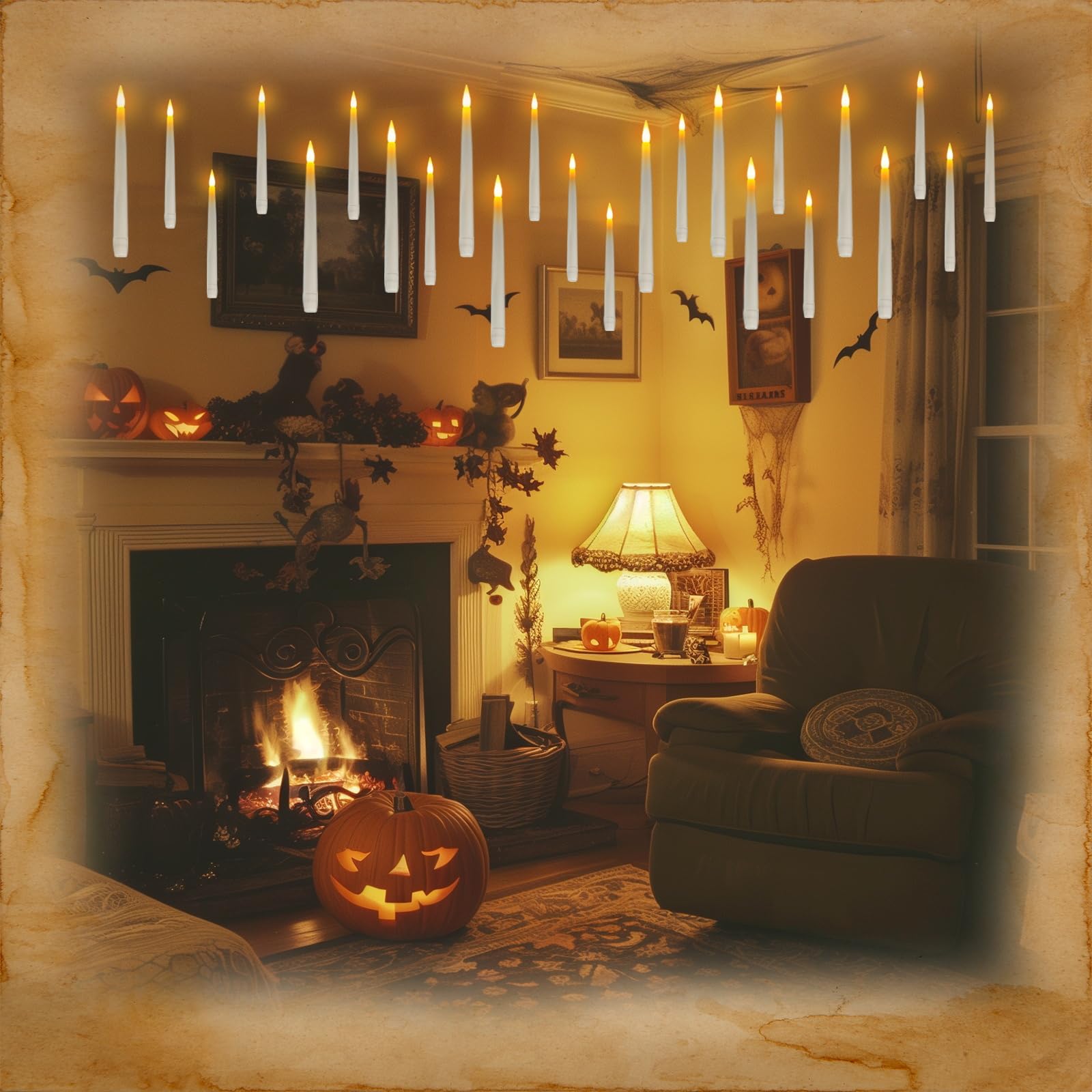 Homemory 10Pcs Floating Candles With Wand Remote, Magic Hanging Candles With Timer, Flickering Warm Light Halloween Floating Can