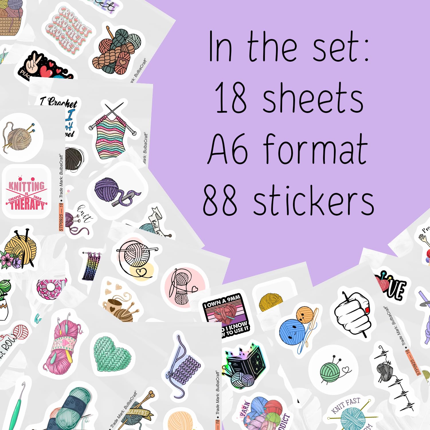 100Pcs Crochet Stickers And Knitting Stickers For Water Bottle And Laptop   Waterproof Vinyl Yarn Decals Laptop Decals