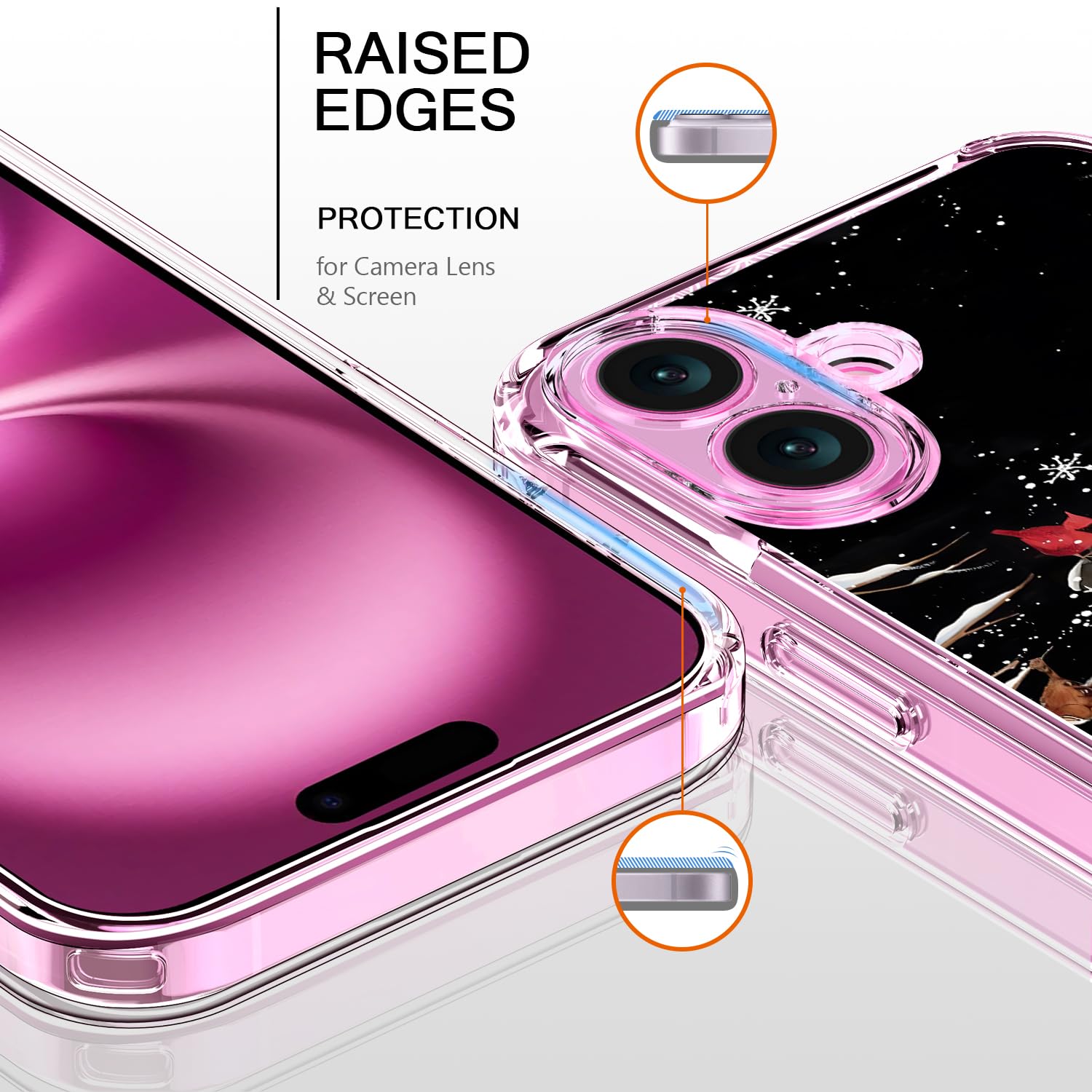 Bicol Christmas Phone Case For Iphone 16 Plus With Screen Protector And Camera Lens Protector   Wireless Charging   Slim Shockpr