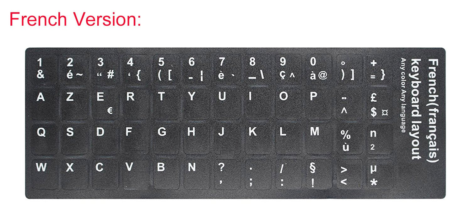 2 Pcs French Keyboard Stickers With Non Transparent Black Background & White Letters For Pc/Computer/Laptop [Size Of Each Key St